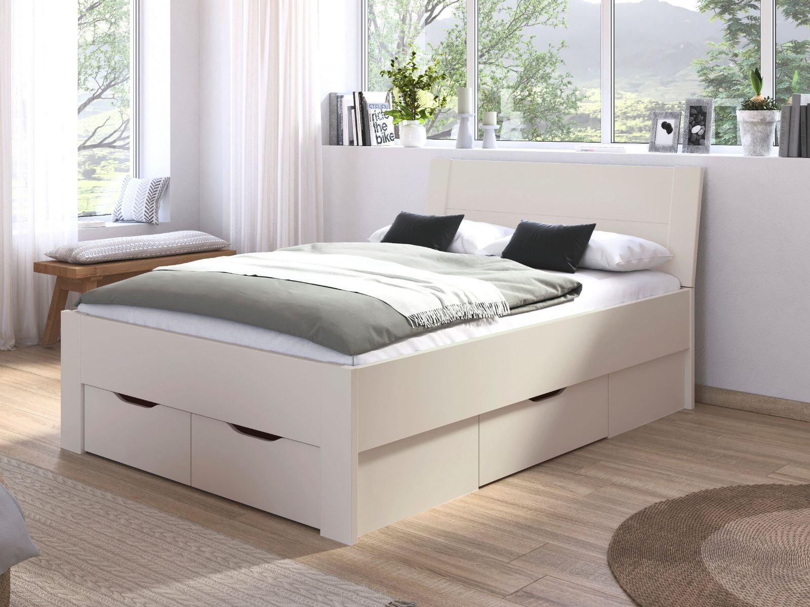 Bed LANDER 140x190 cm kasjmier met lades