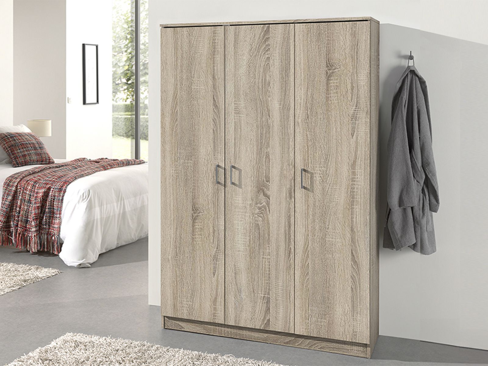Kast RAYMOON 3 deuren 120 cm (linnenkast) sonoma