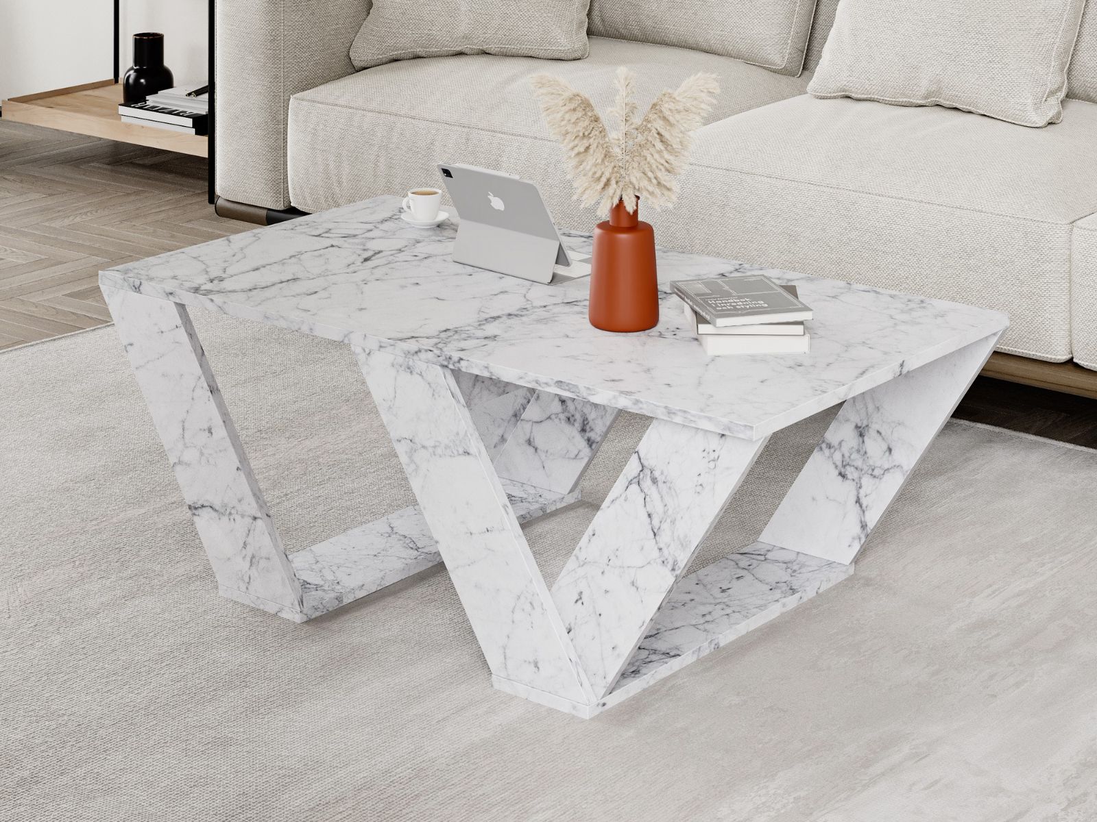Salontafel PIPO 110 cm wit marmer
