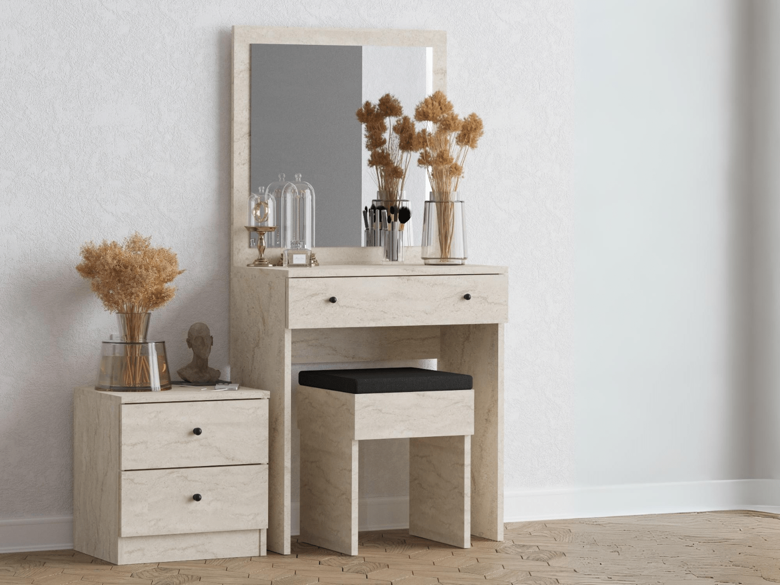 Make-up tafel set NIPALOU travertijn