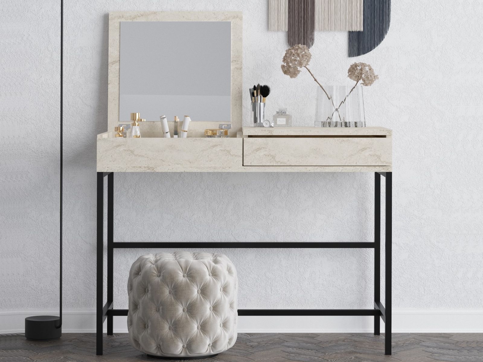 Make-up tafel LINCA 2 lades travertijn