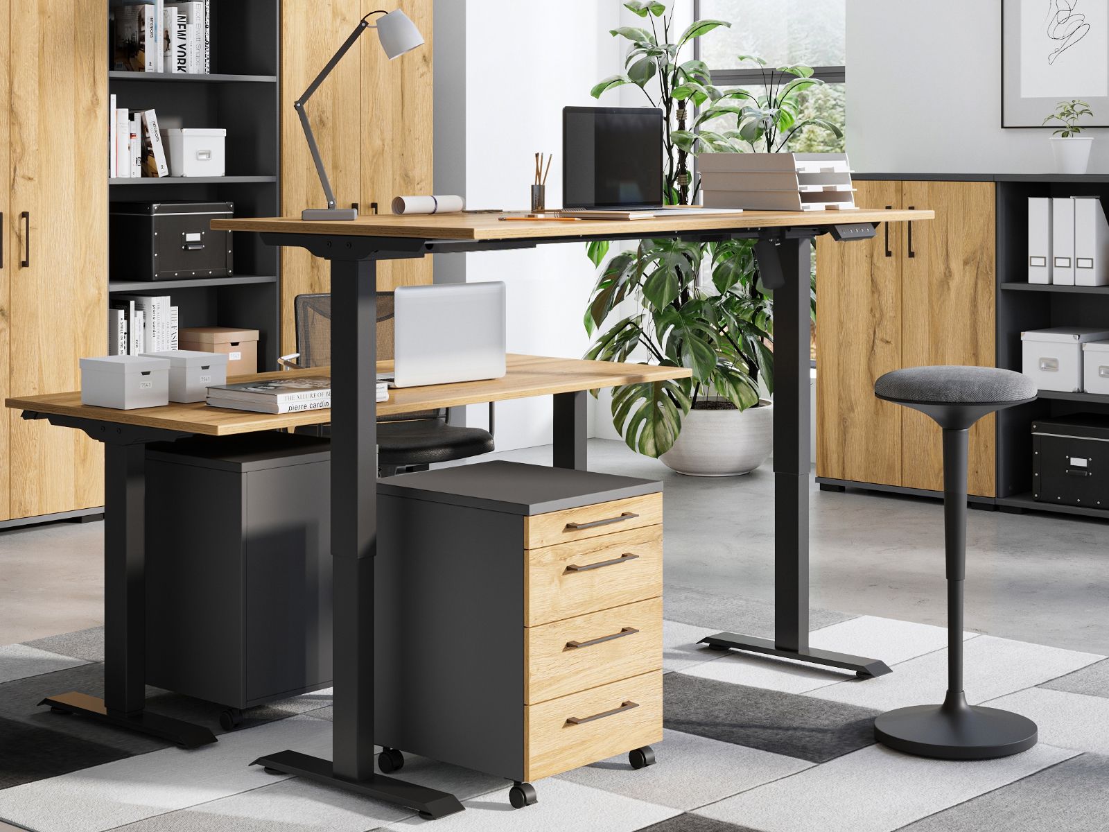 Elektrisch verstelbaar bureau POLYGON 160 cm grandson eik 