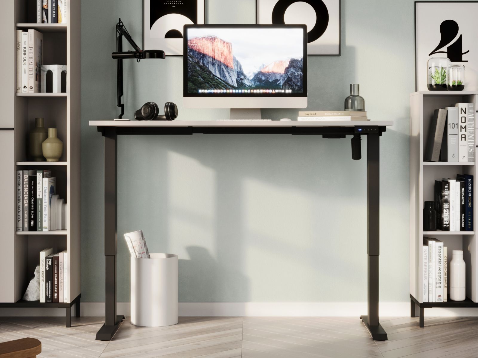Elektrisch verstelbaar bureau POLYGON 160 cm kasjmier/zwart