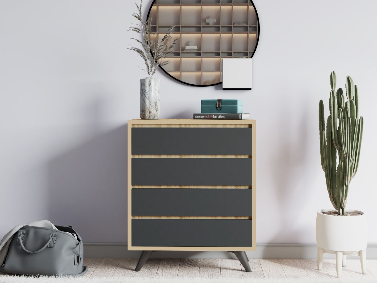 Commode TUVERA 4 lades eik/antraciet