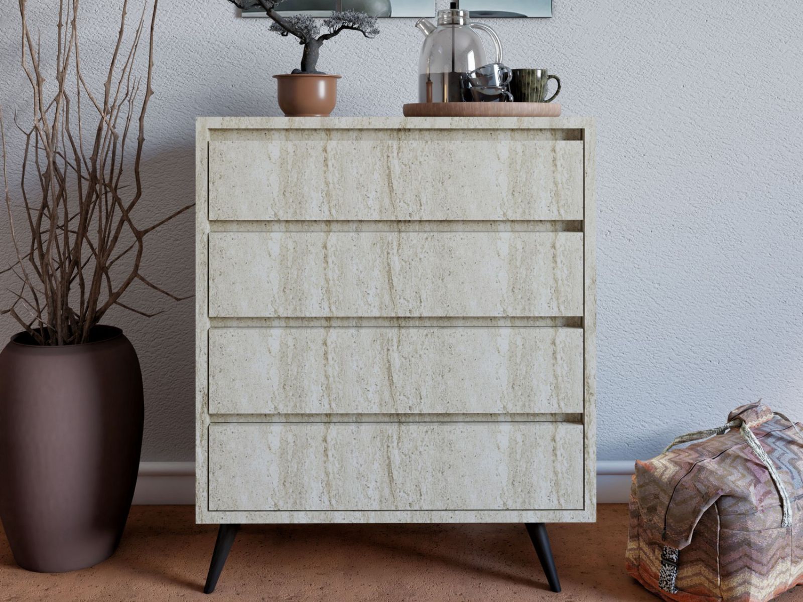 Commode TUVERA 4 lades travertijn