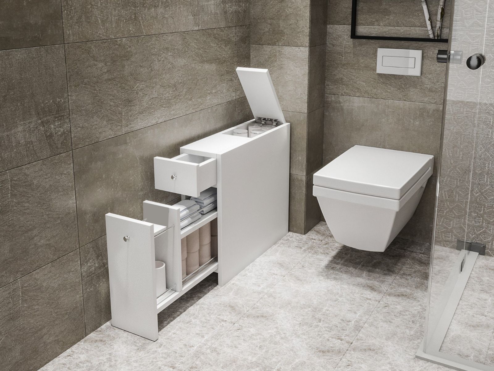 Toiletkast CARENCE 2 lades wit