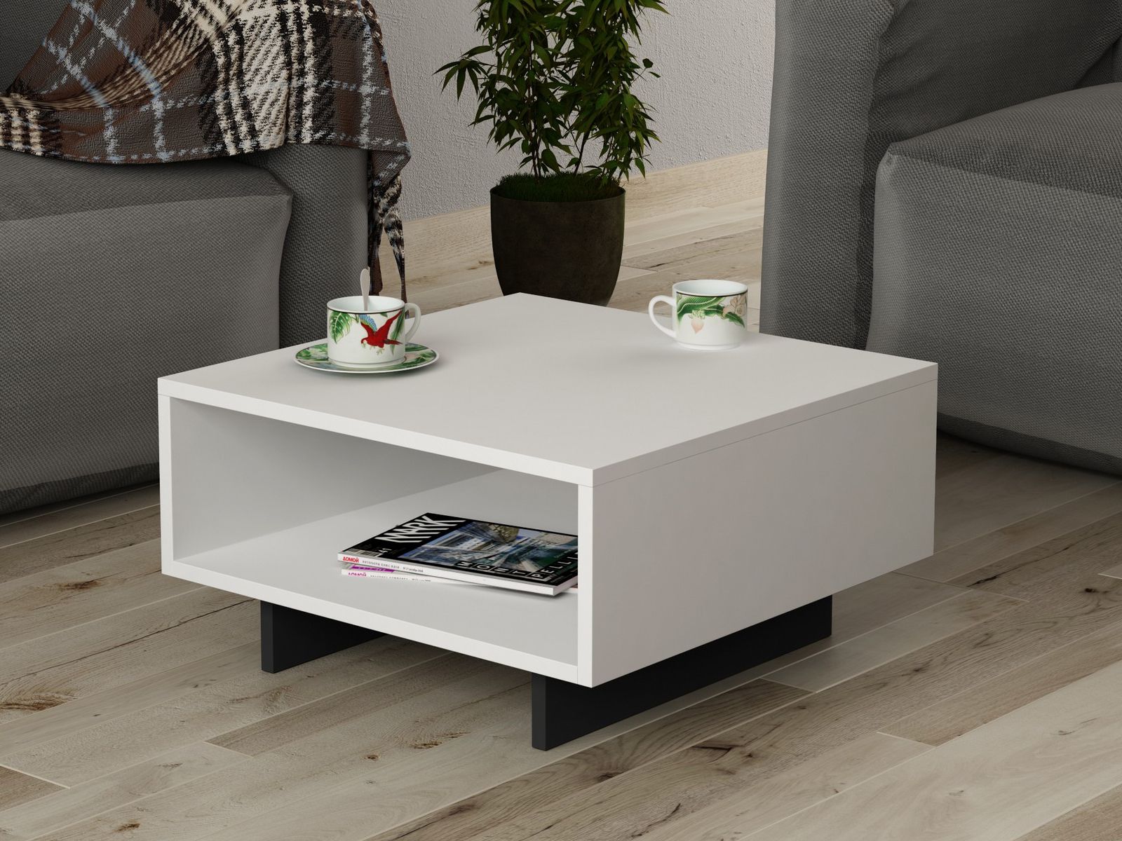 Salontafel QUETAL 60 cm wit/antraciet