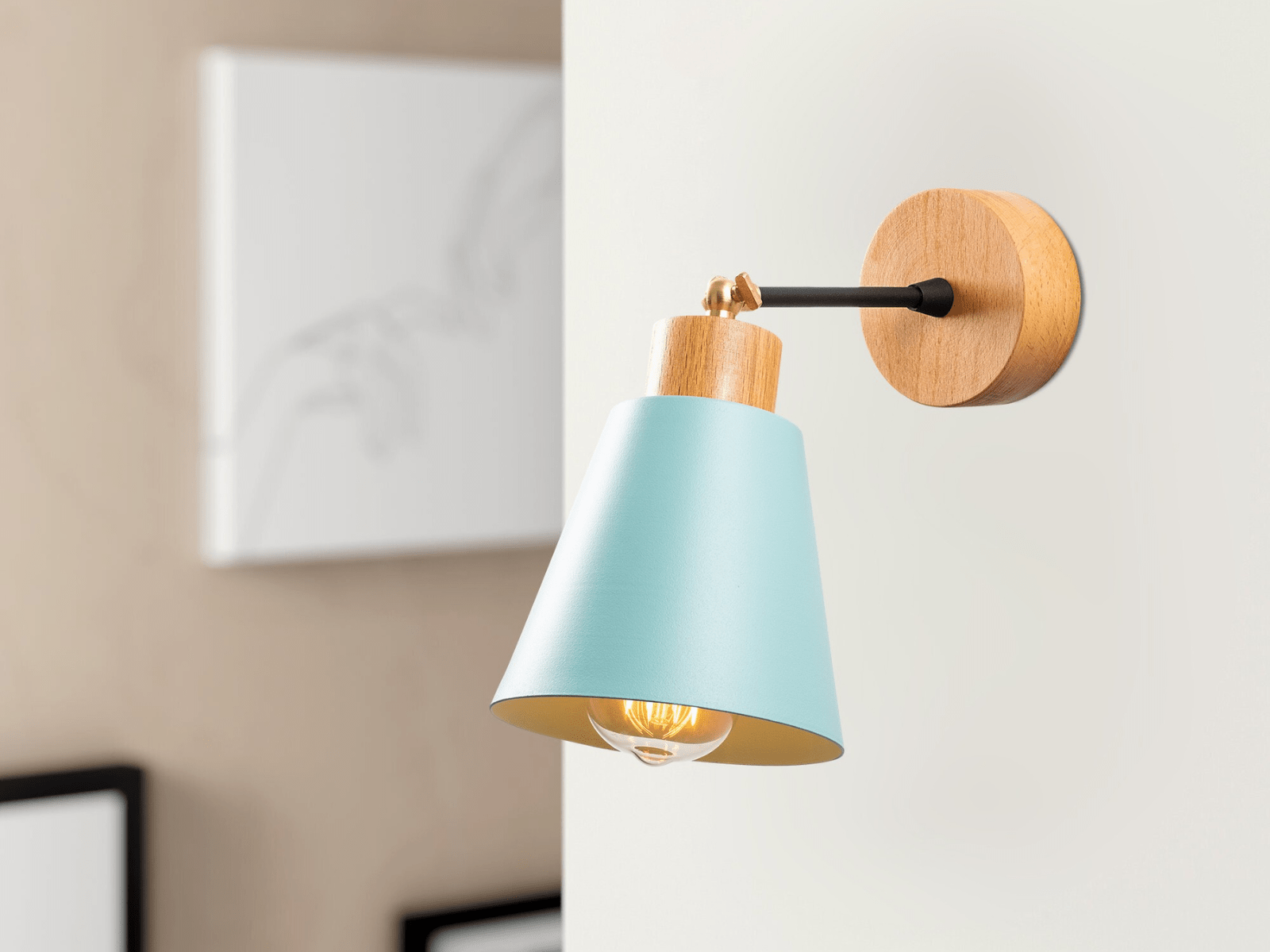 Wandlamp MANORIA 1 lamp lichtblauw