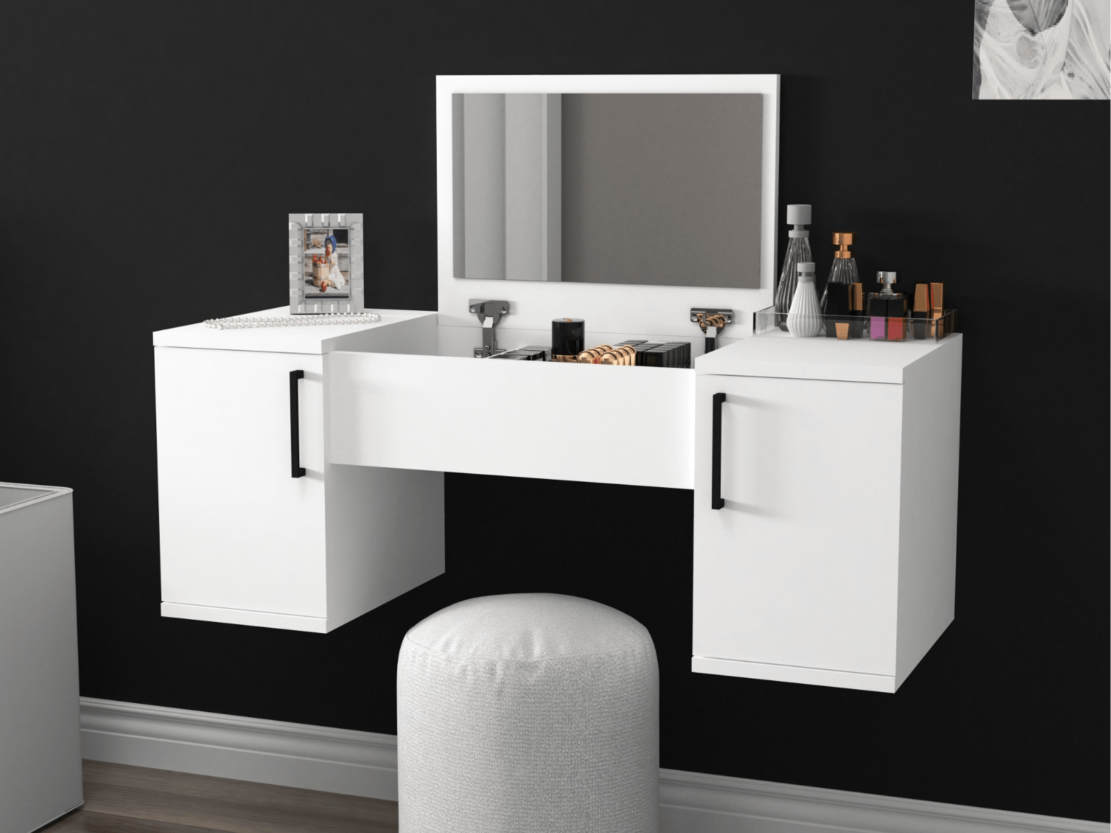 Make-up tafel MERCANTO wit 2 deuren