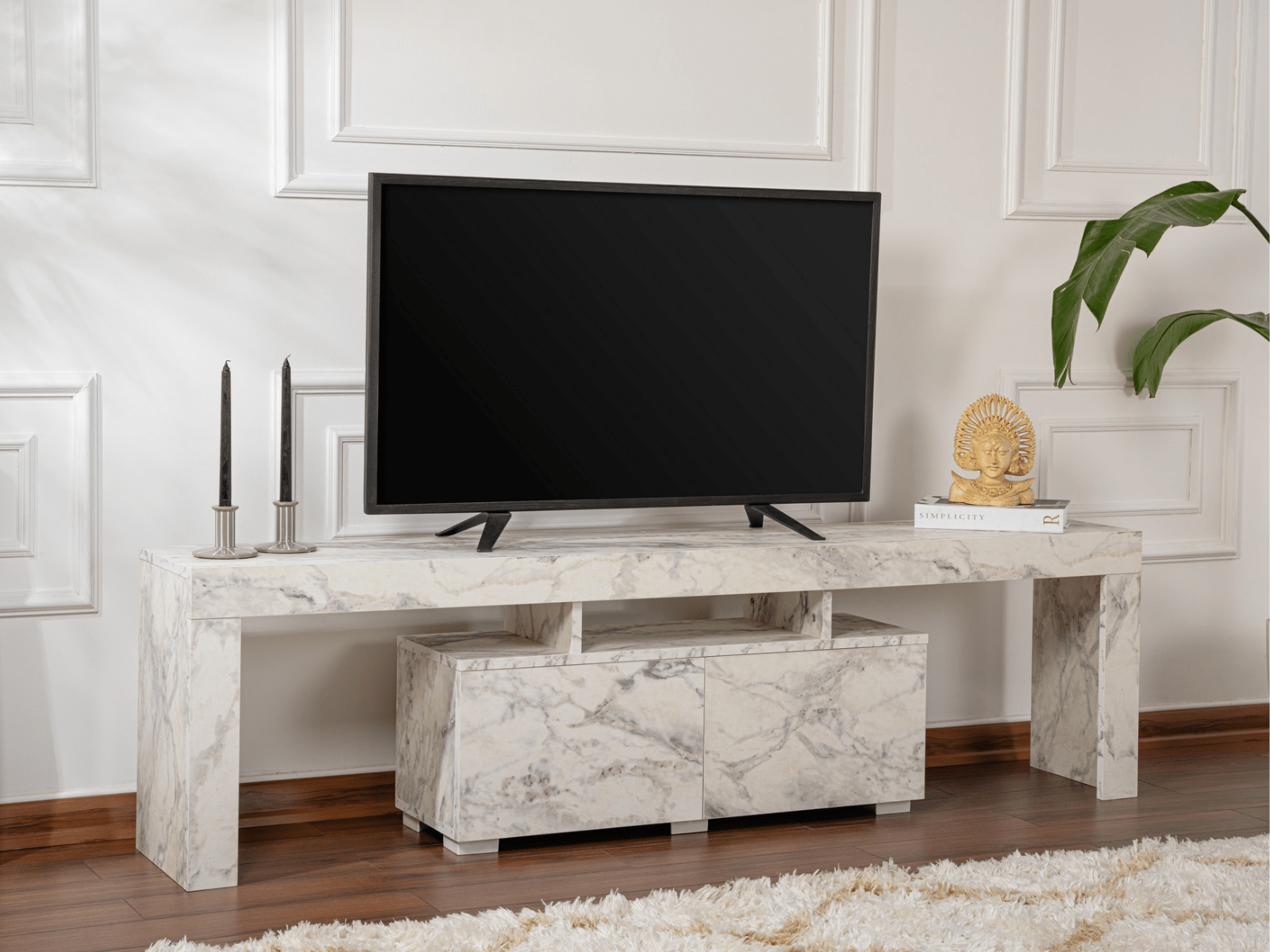 Tv-meubel ELORA 2 klapdeuren marmer 
