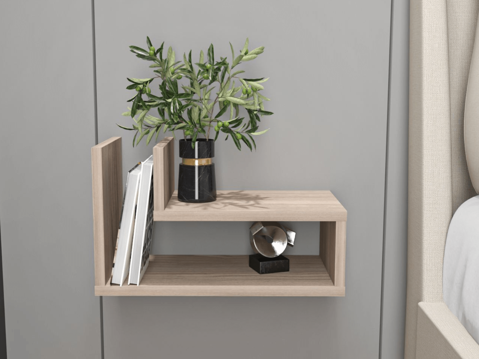 Zwevend nachtkastje LARAGON lichte eik 