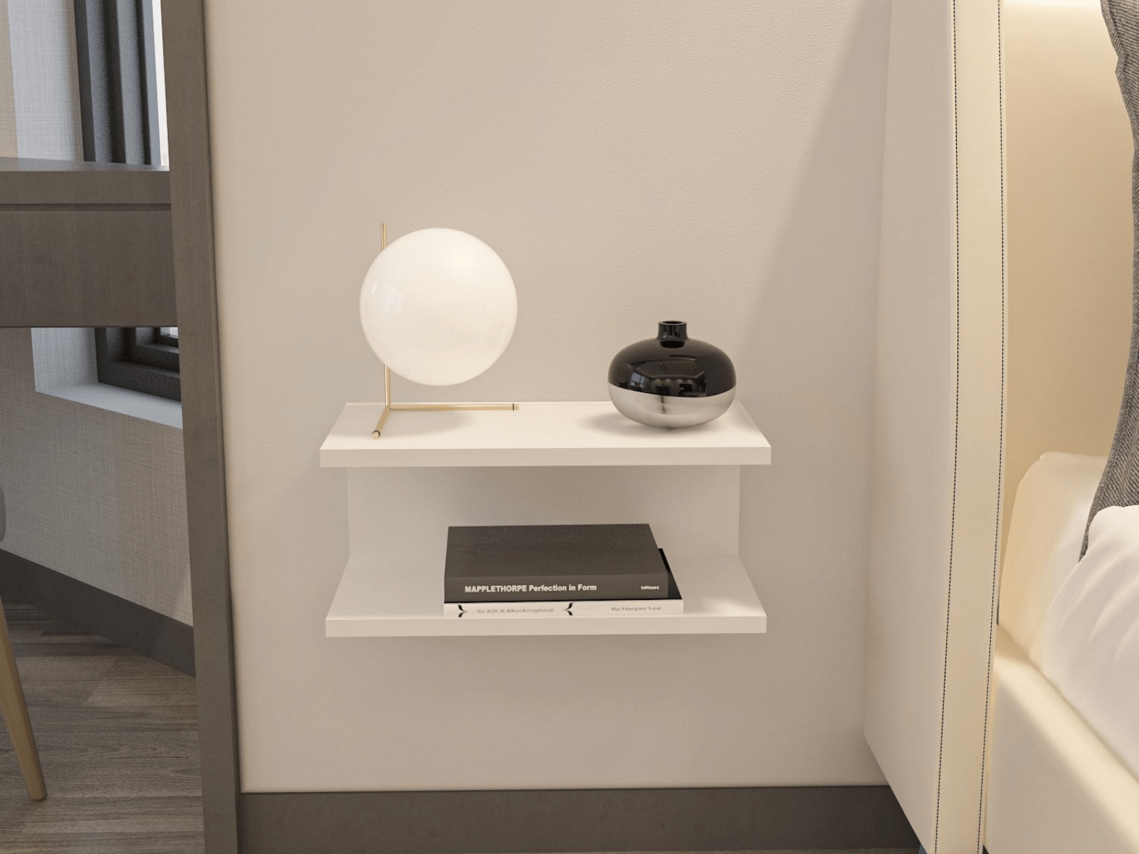 Zwevend nachtkastje RAMEN 45 cm wit