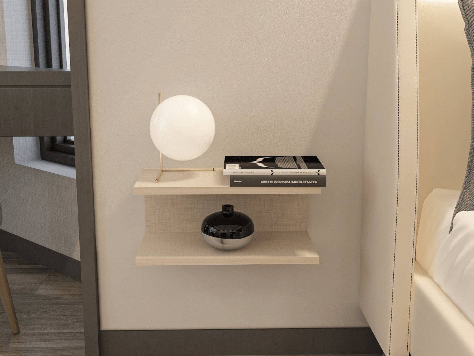 Zwevend nachtkastje RAMEN 45 cm kasjmier