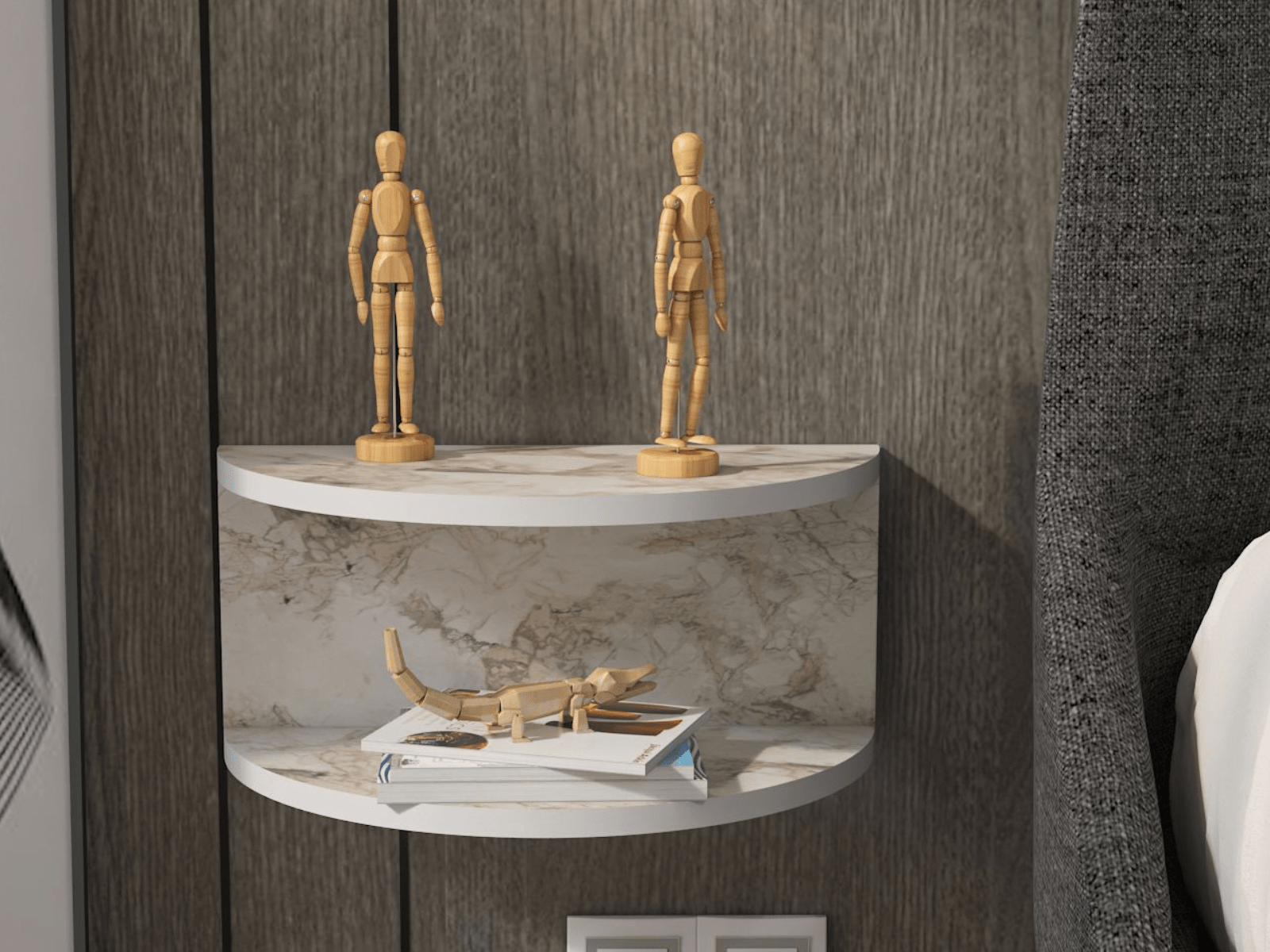 Zwevend nachtkastje CIAO wit marmer