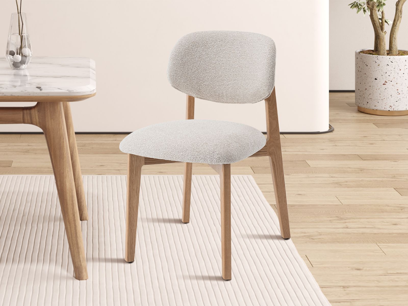 Stoel CARMENNA massieve eik/beige stof