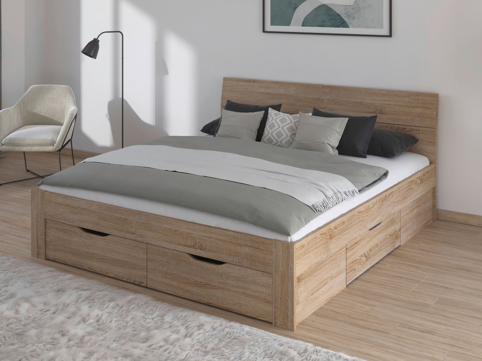 Bed FLASH 180x200 cm sonoma eik met lades