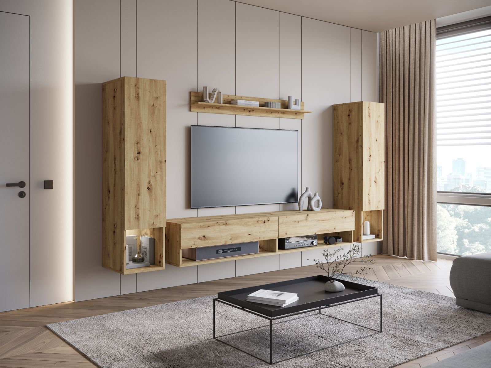 Tv-meubel set AMADEUS 4 deuren artisan eik