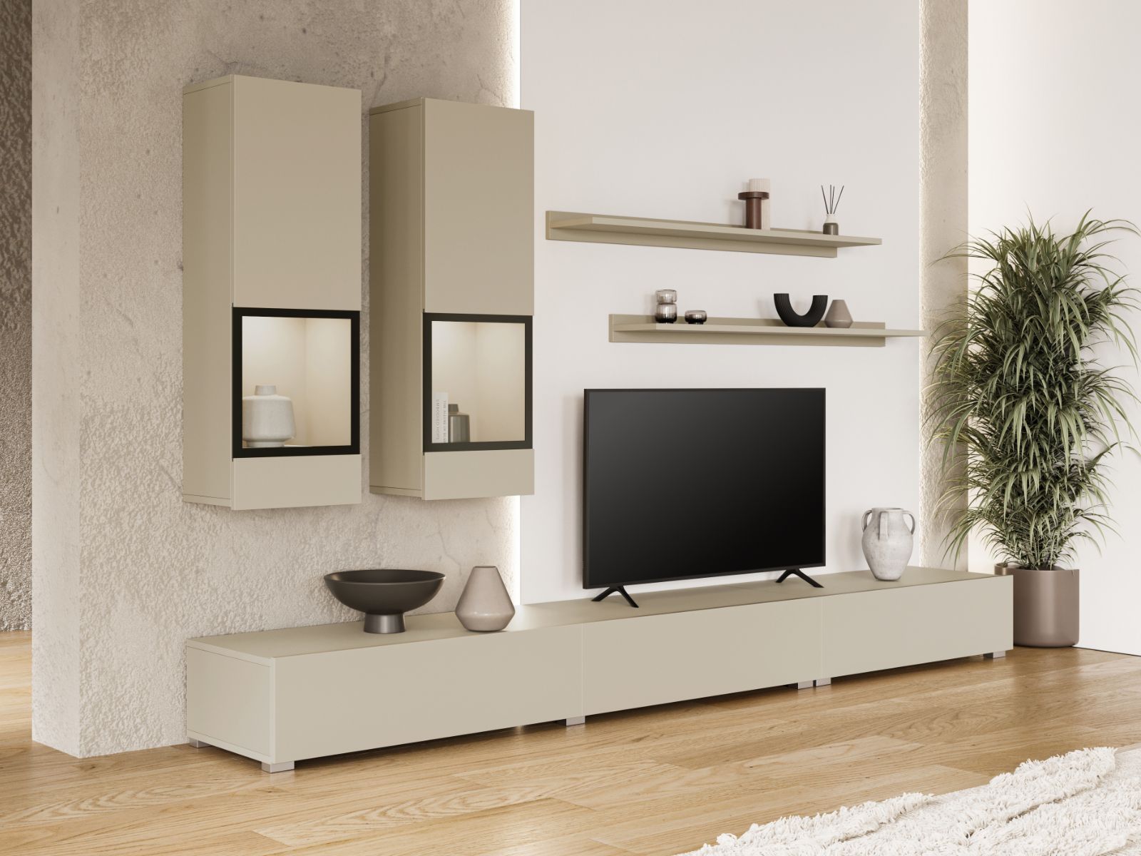 Tv-meubel set BABEL 5 deuren kasjmier met verlichting