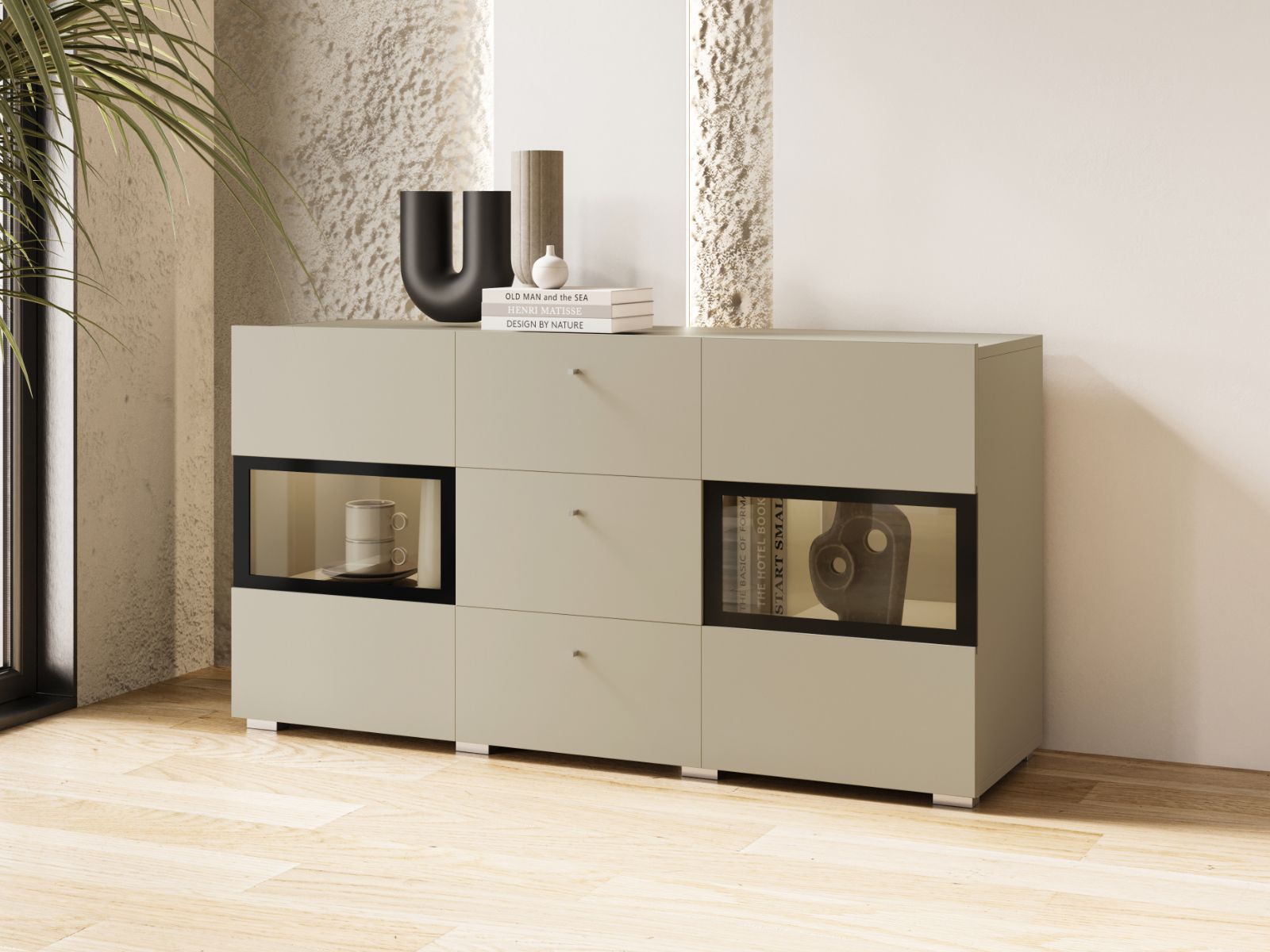 Commode BABEL 2 deuren en 3 lades kasjmier