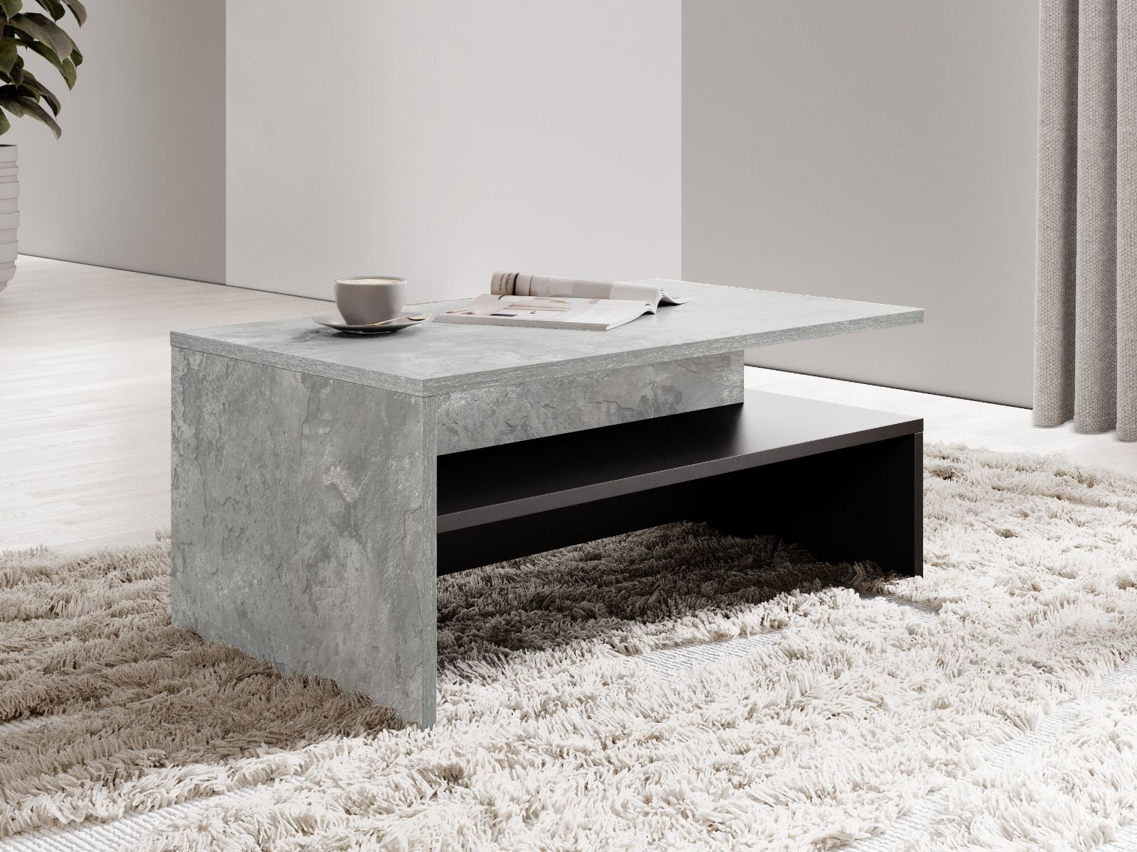 Salontafel BABEL beton/zwart