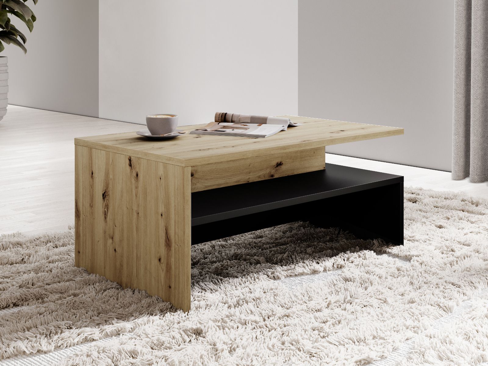 Salontafel BABEL eik artisan/zwart