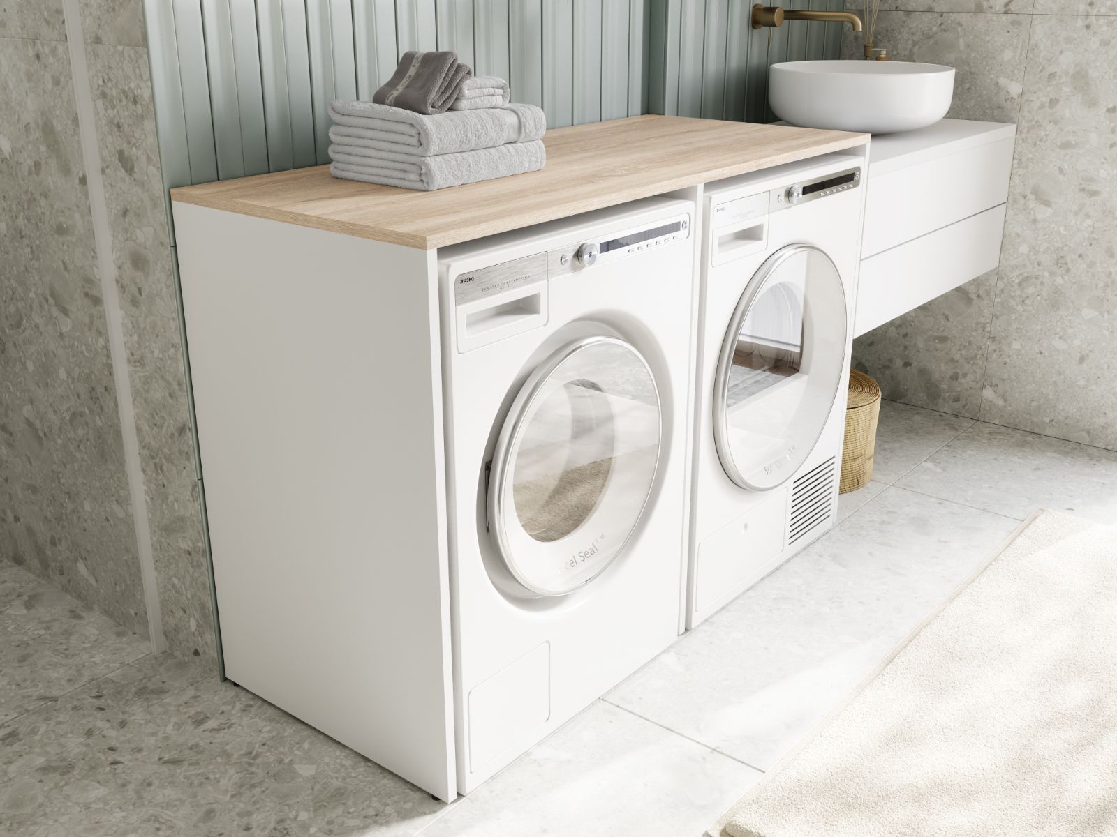 Wasmachinekast DORLOTE 2 machines wit/sonoma