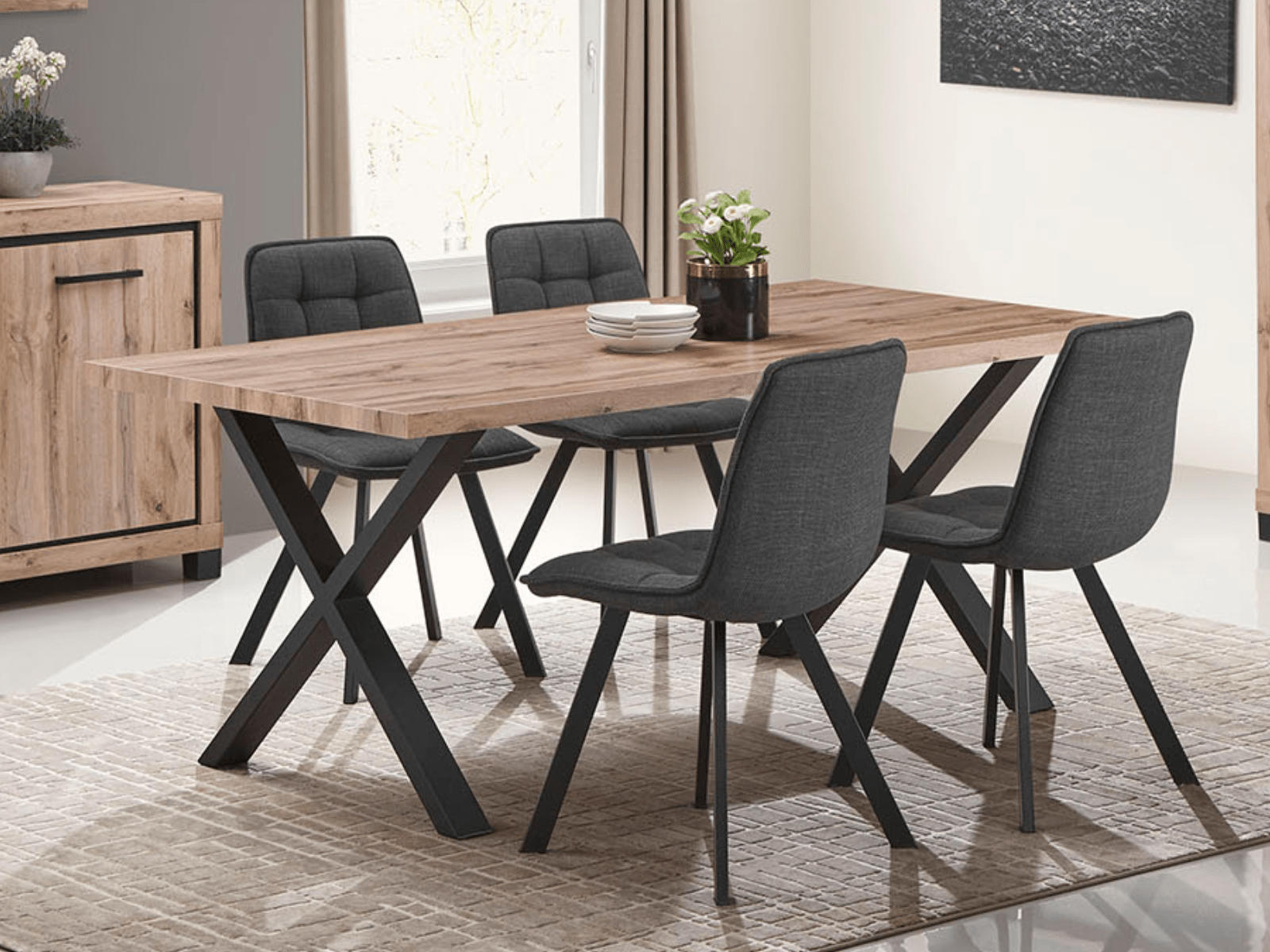 Rechthoekige eettafel ELEGA 190 cm canadese eik