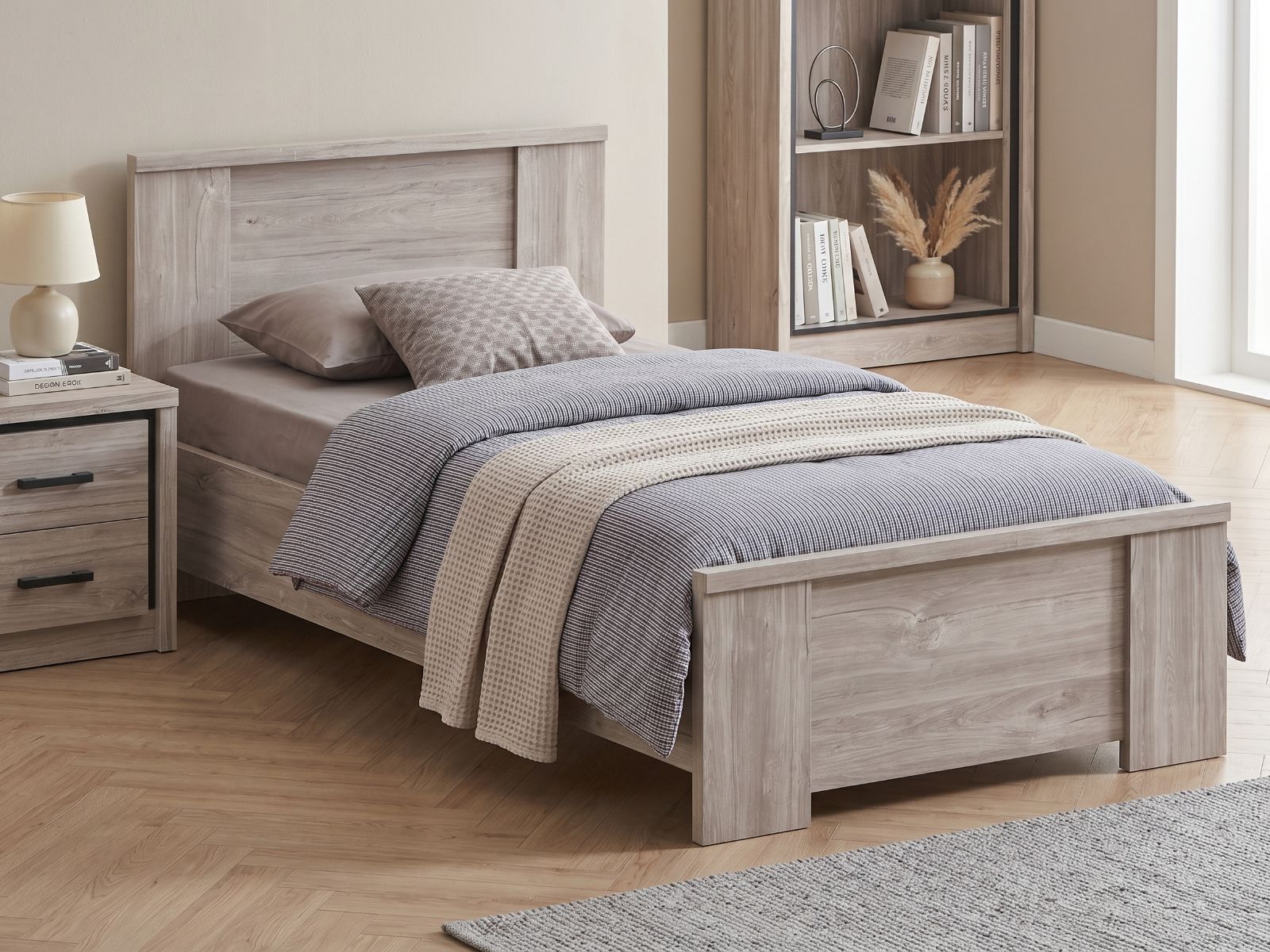 Bed ELZA 90x200 cm grijze eik 