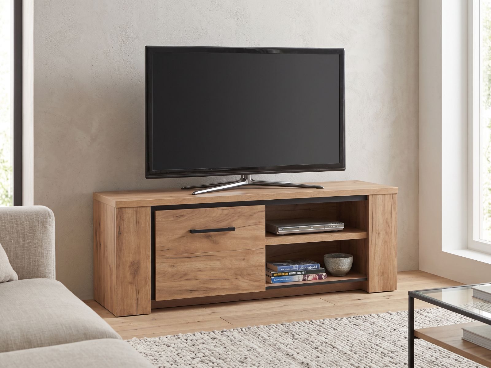 Tv-meubel ELLIOT 1 deur franse eik herfst