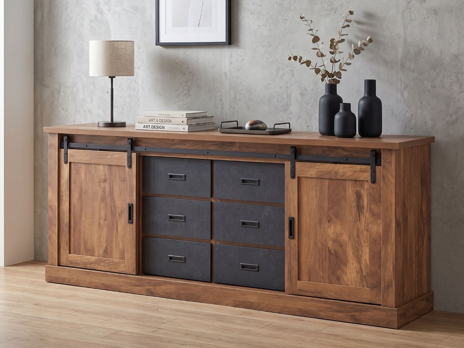Dressoir ELONI 2 deuren 6 lades acacia