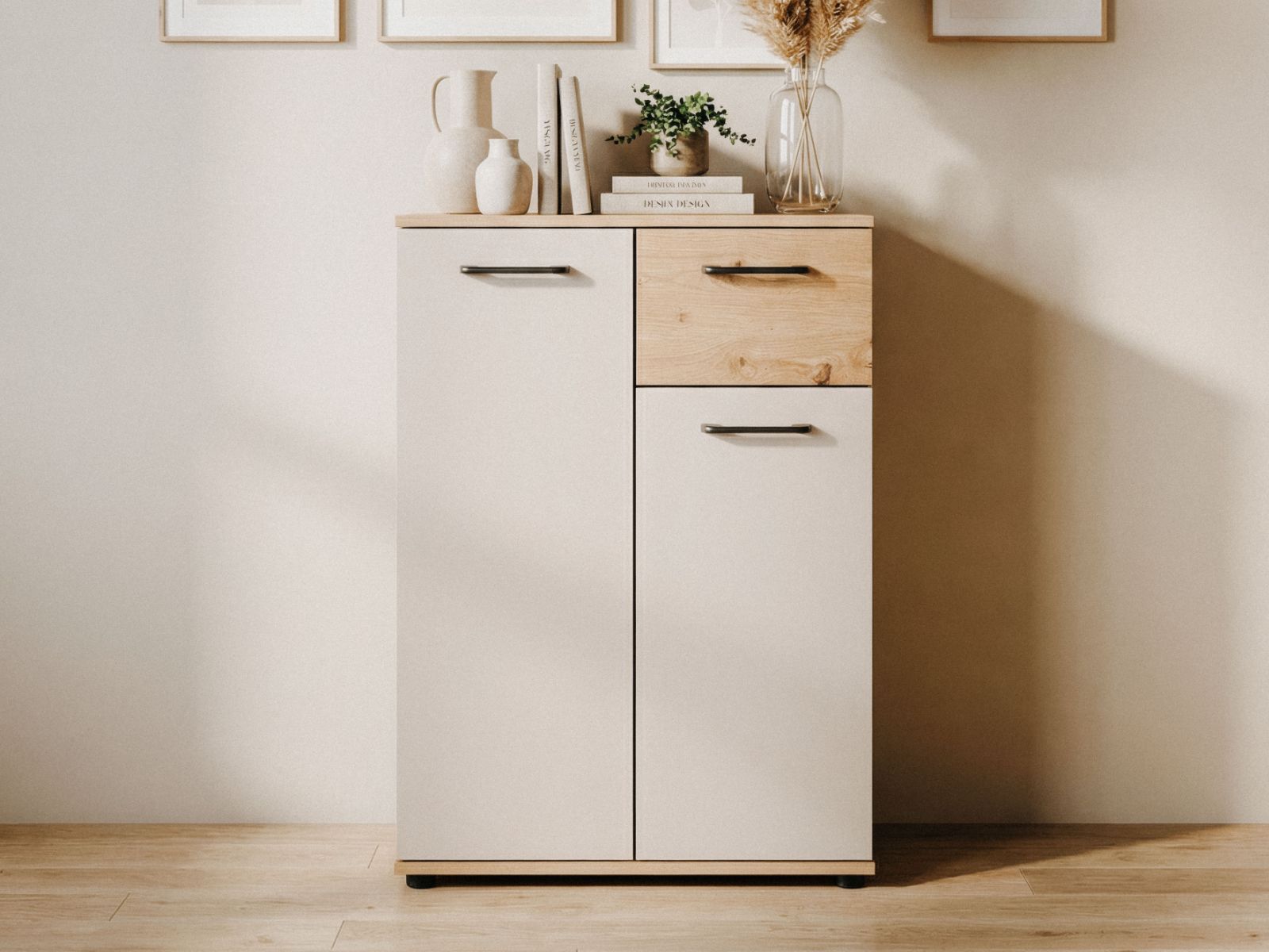 Commode KIRRI 2 deuren 1 lade kasjmier/artisan eik