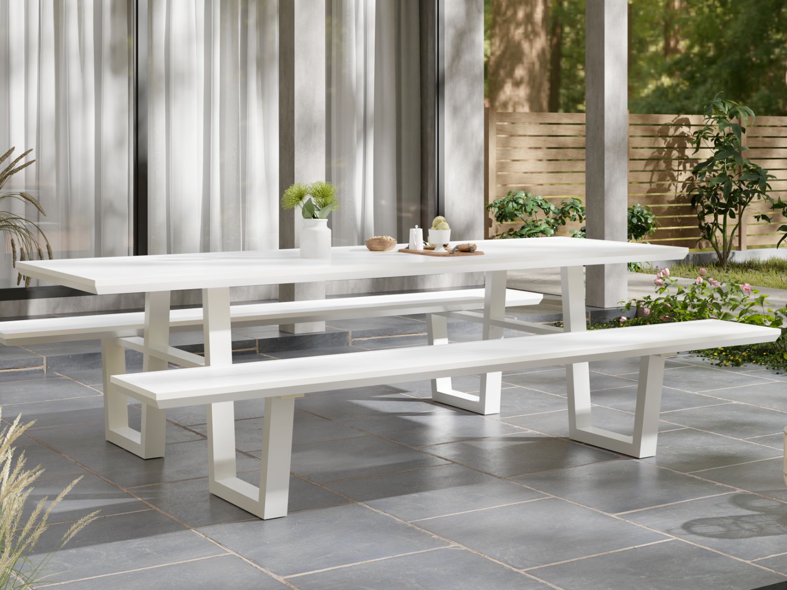 Picknicktafel VICENZA 240 cm aluminium wit