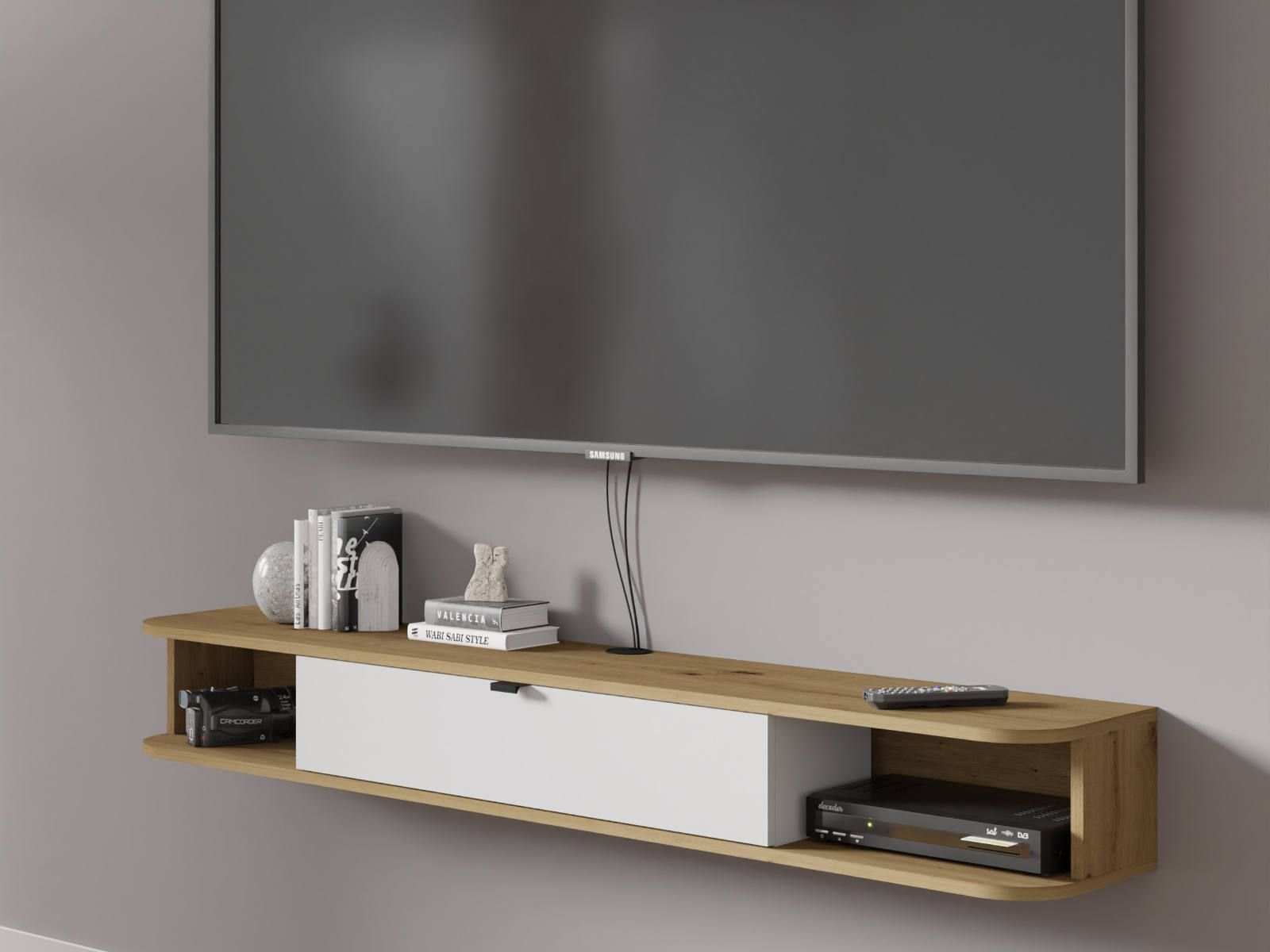 Tv-meubel ICONIC 1 deur wit/artisan eik