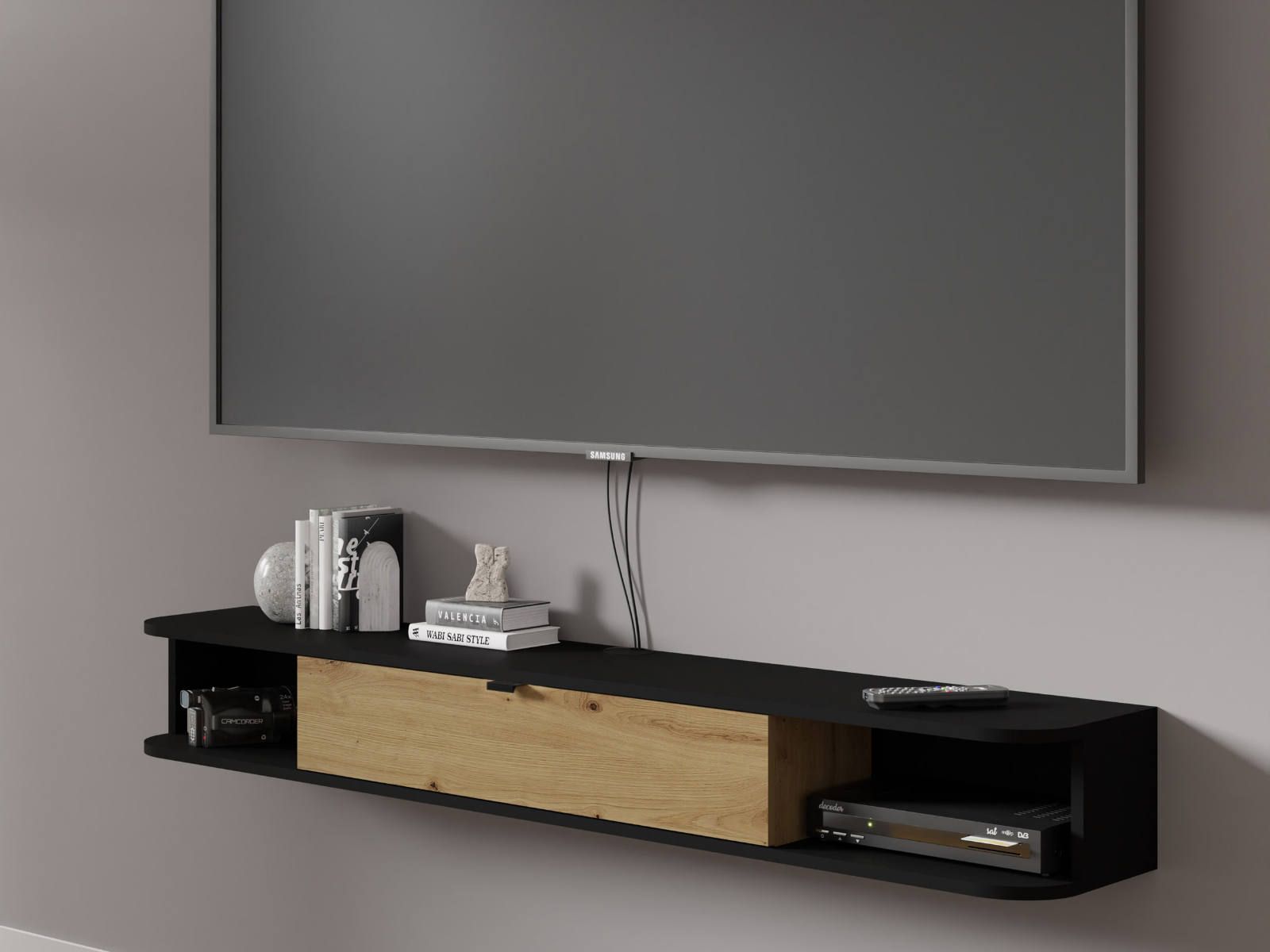 Tv-meubel ICONIC 1 deur artisan eik/zwart