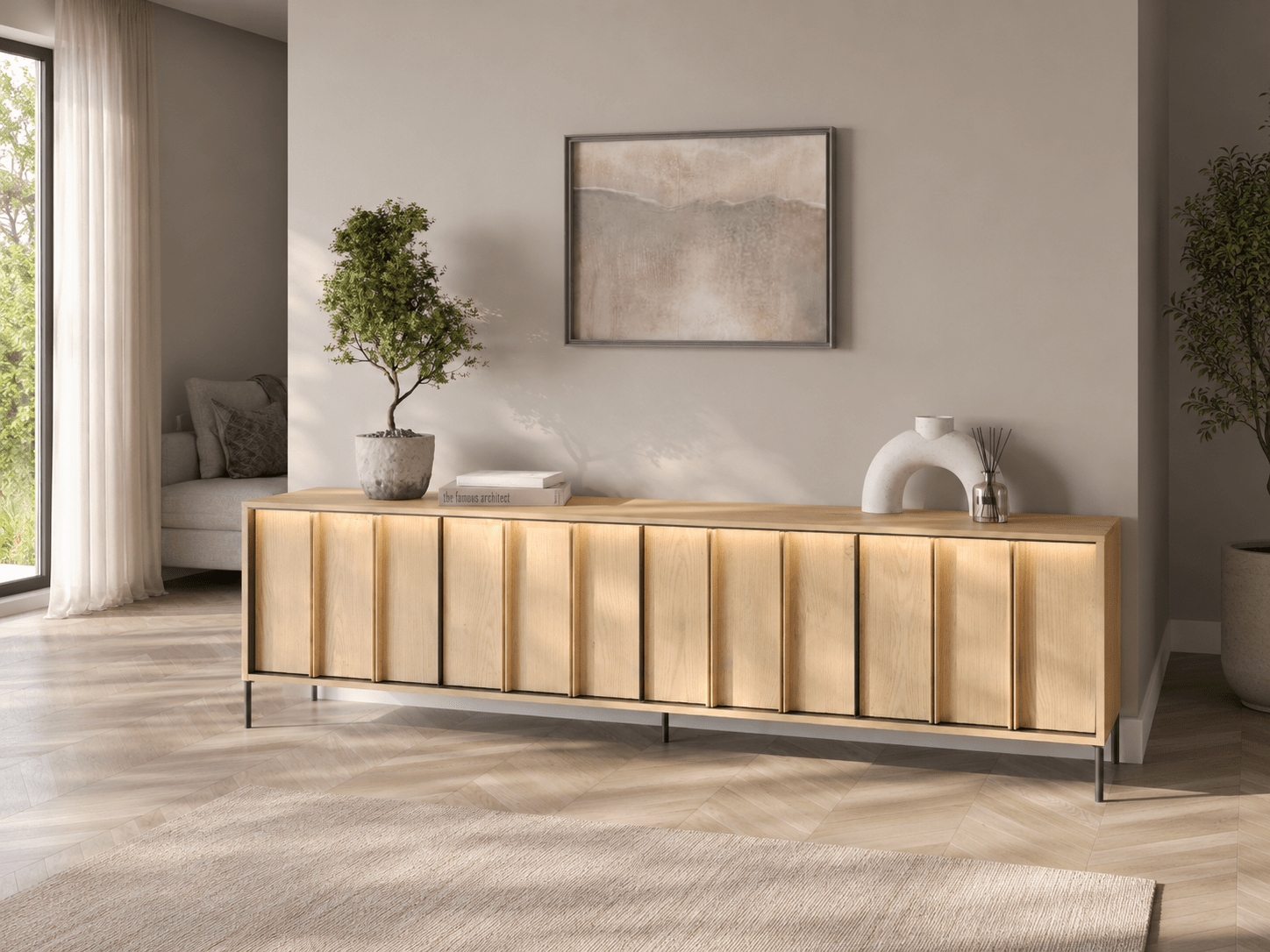 Tv-meubel ITAKA 4 deuren cremona eik/zwart