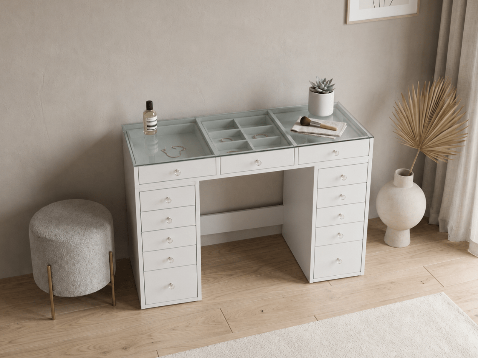 Make-up tafel JESSIE 13 lades wit