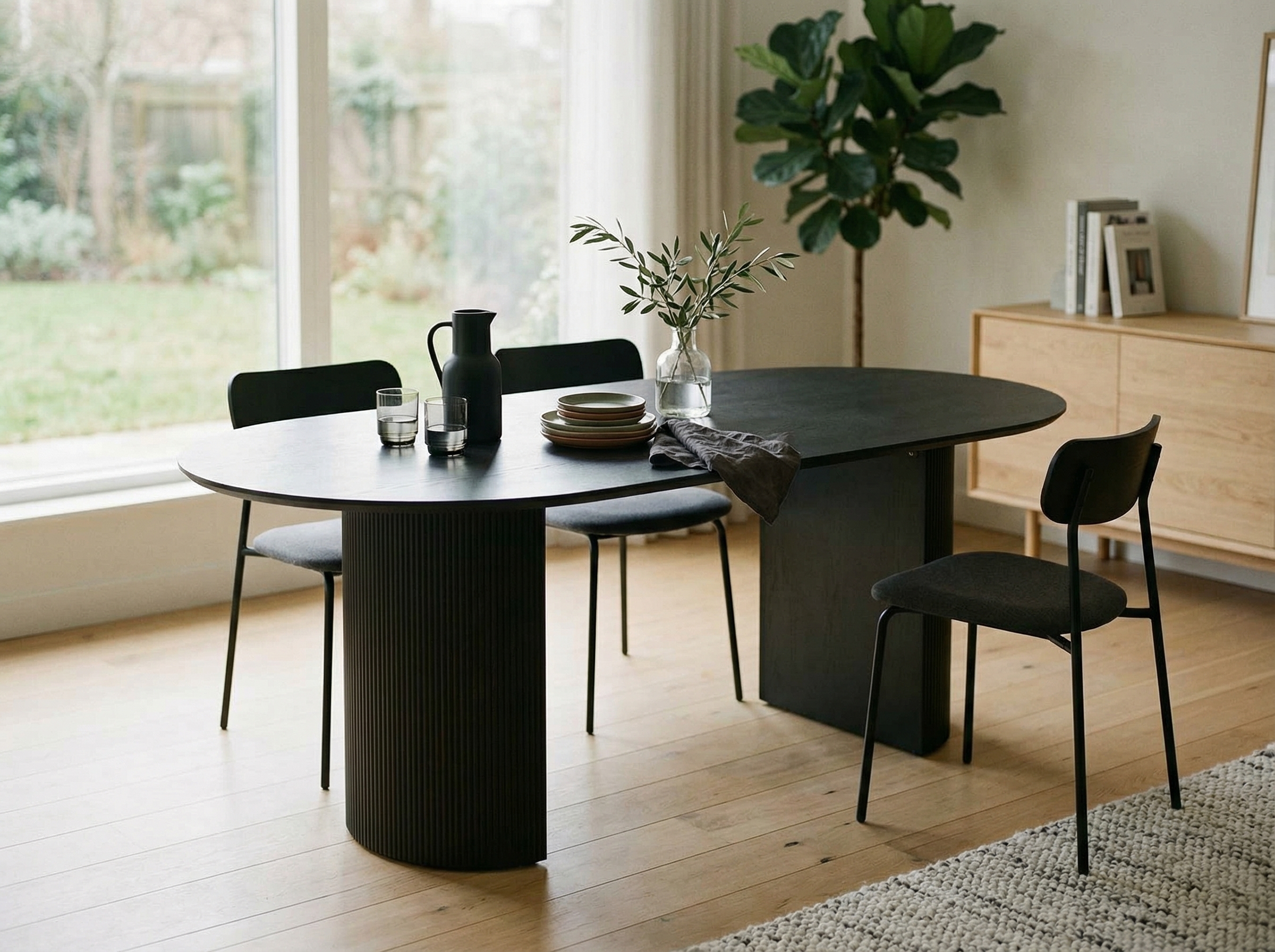 Ovale eettafel LARUSSO 200 cm donkerbruin 