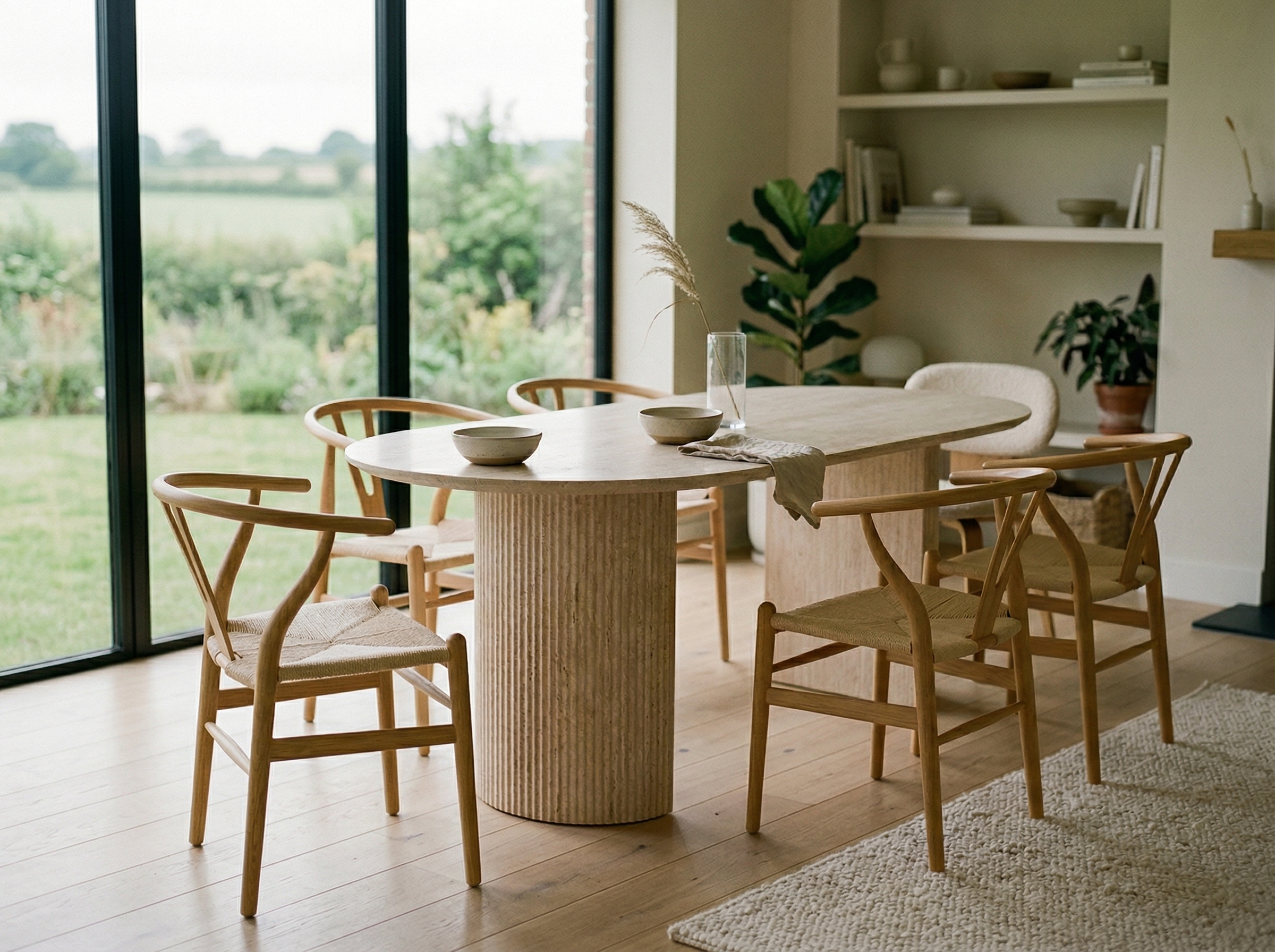 Ovale eettafel LARUSSO 200 cm travertijn