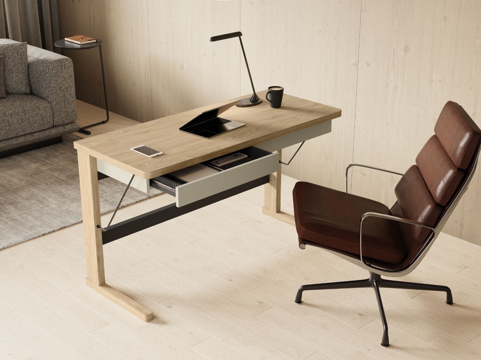 Bureau OTTIGNIES 2 lades geoliede eik