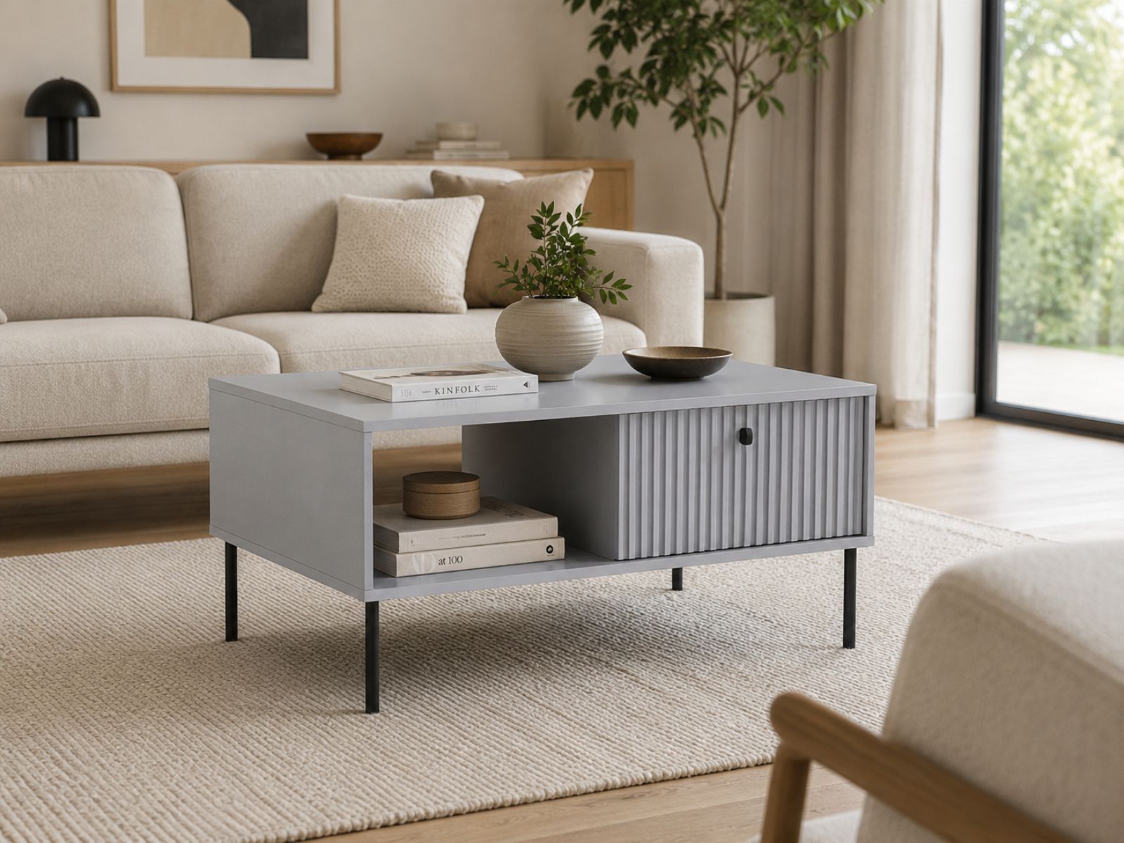 Salontafel IRELIA 1 draaideur grijs