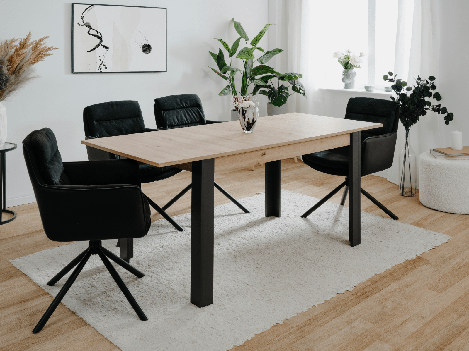 Uitschuifbare eettafel TOMAKA 100 > 150 cm artisan eik