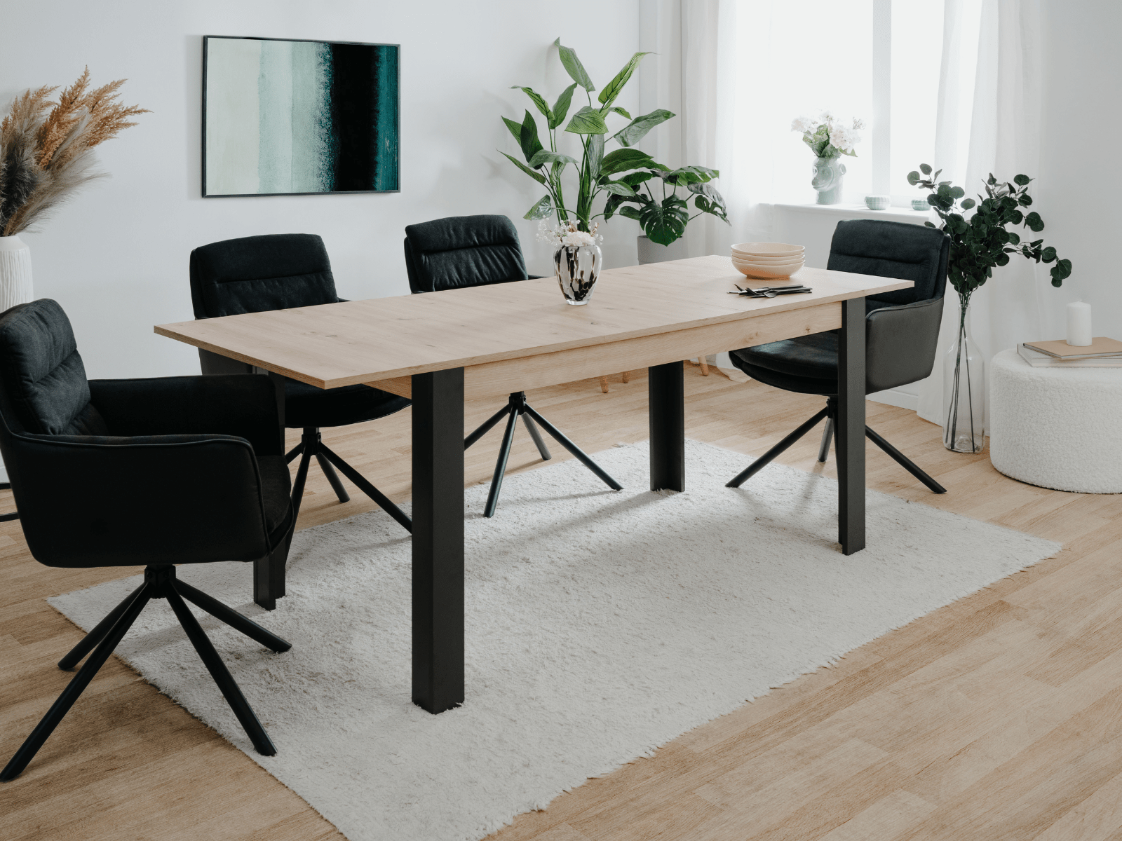 Uitschuifbare eettafel TOMAKA 150 > 200 cm artisan eik