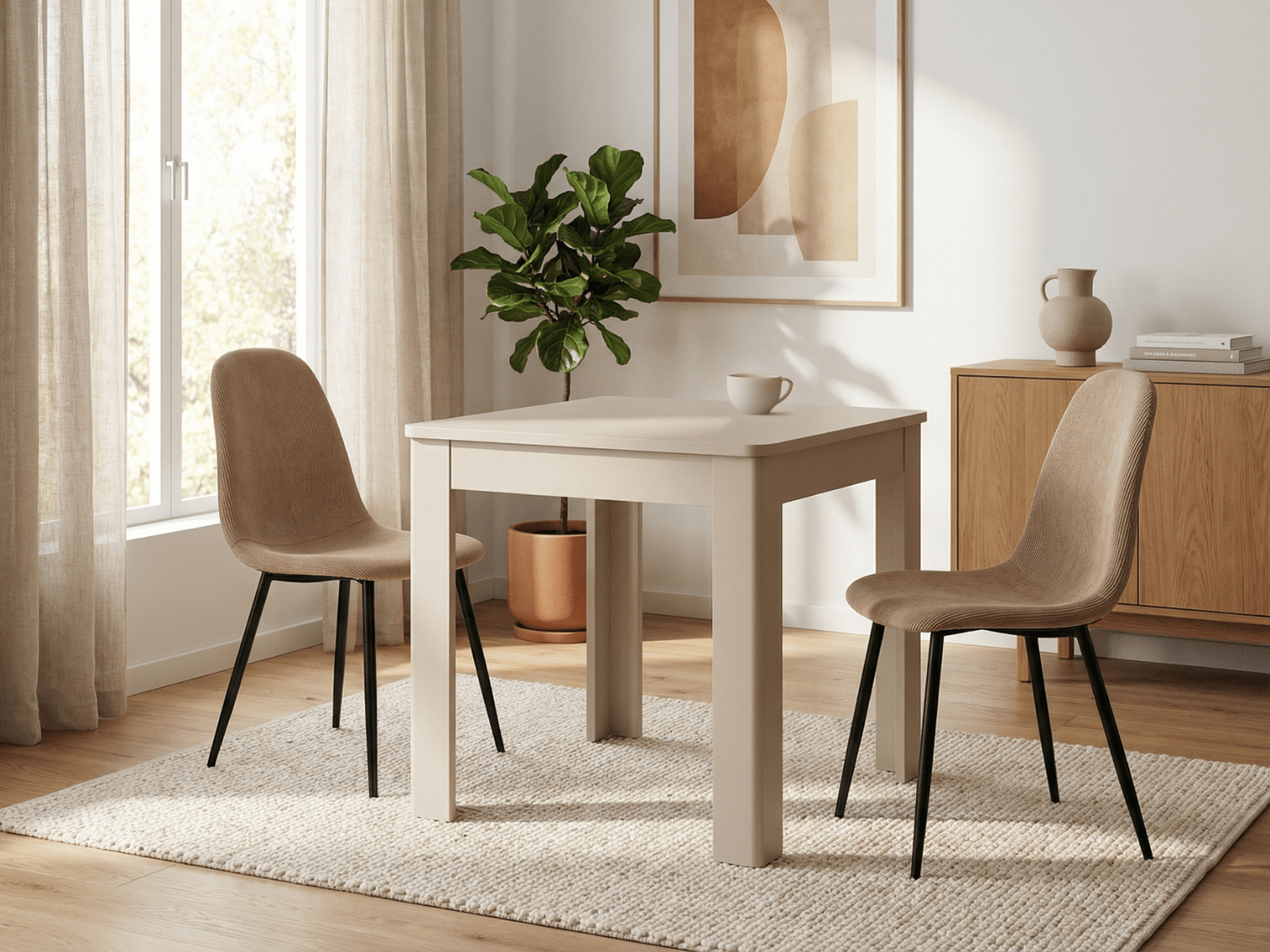 Eettafel OSBORNE 80x80 cm kasjmier met lade