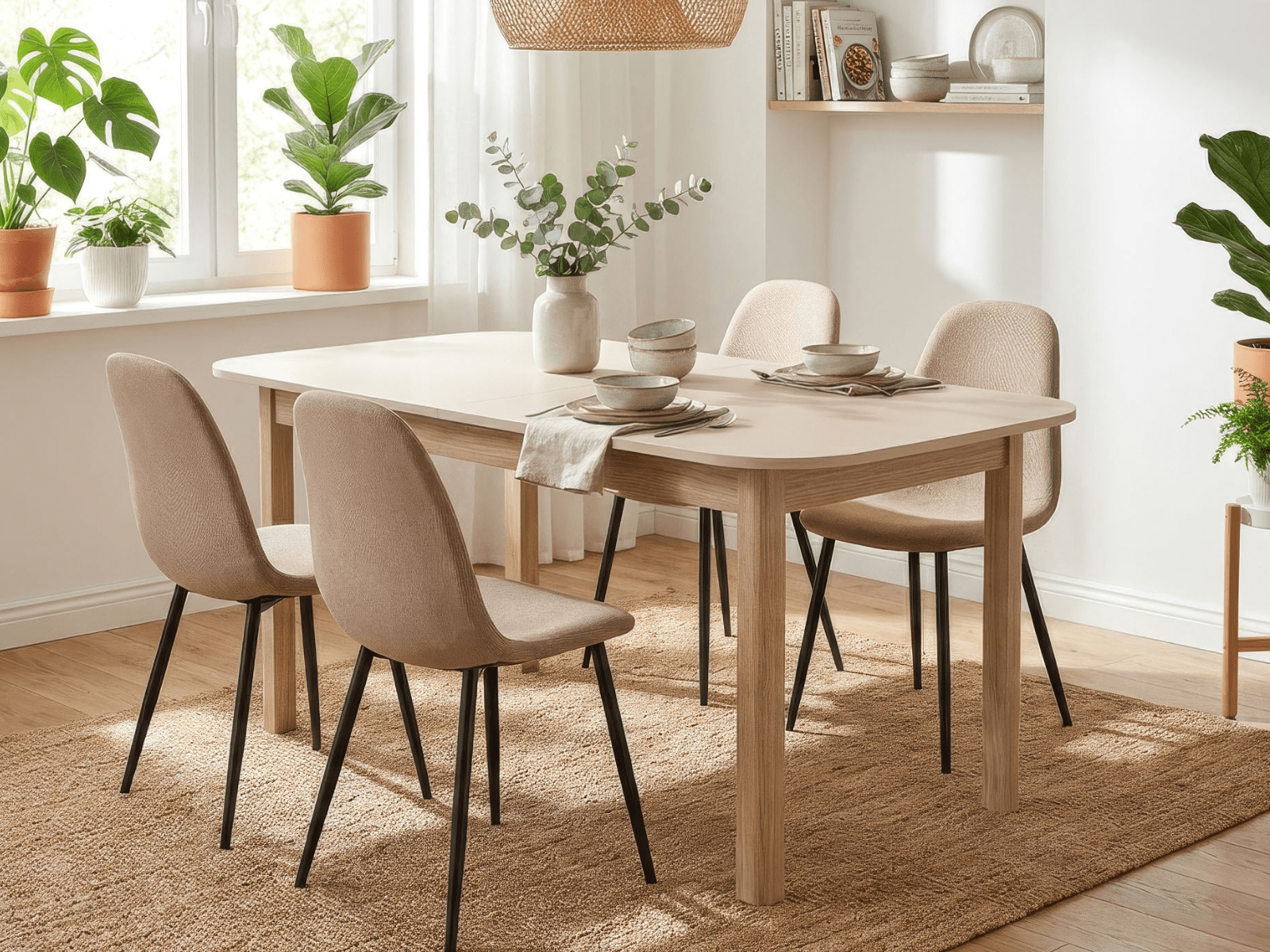 Uitschuifbare eettafel SAMASSA 160 > 200 cm kasjmier/eik