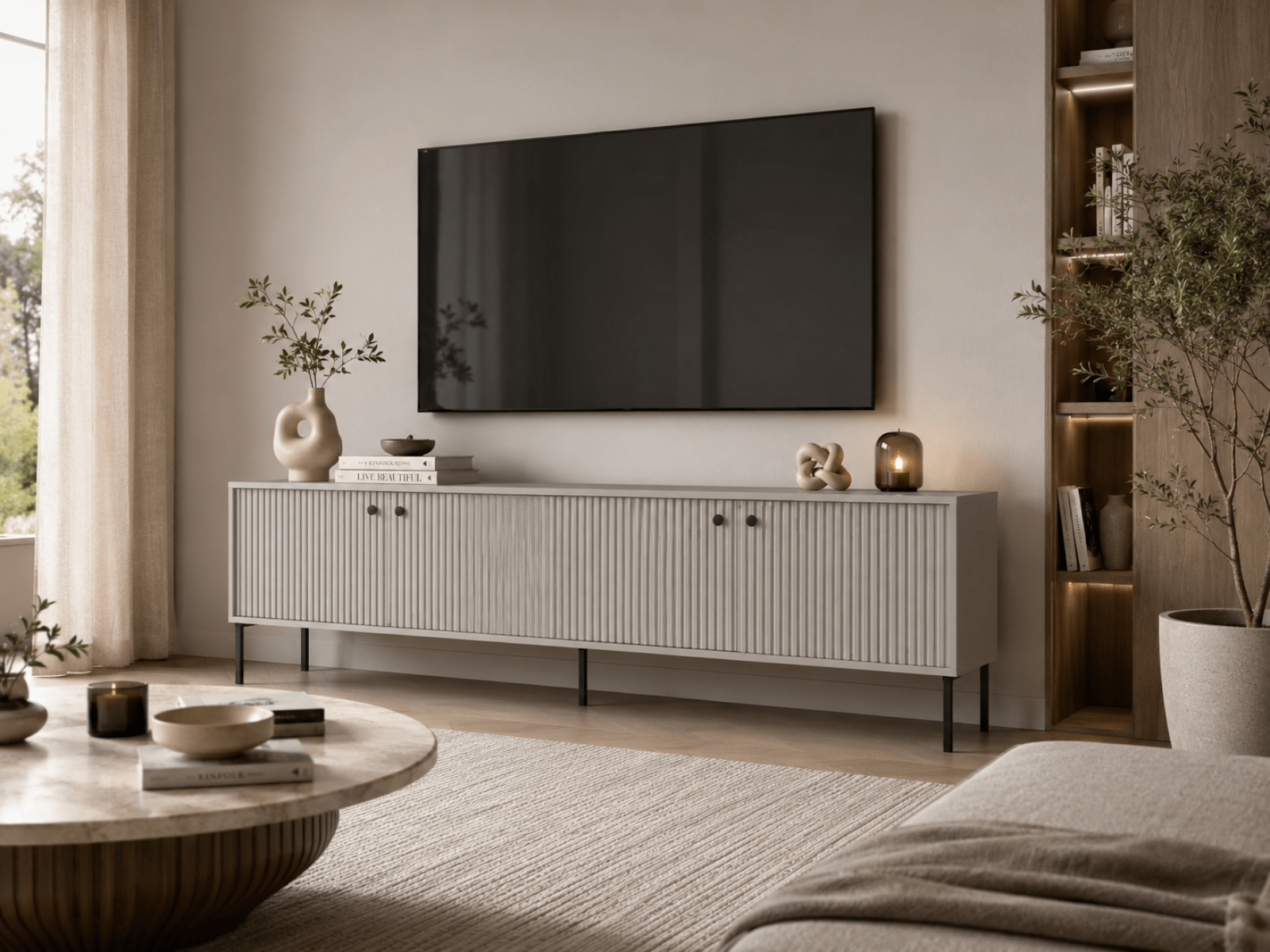TV meubel IRELIA 4 deuren grijs