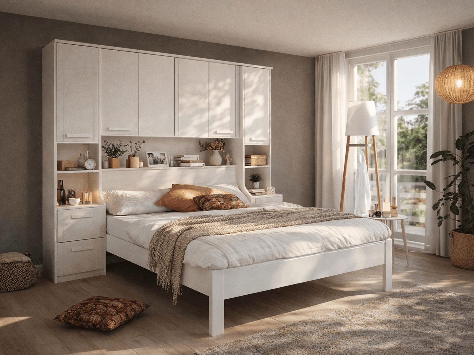 Bed en brugkast RIGA 140x200 cm wit