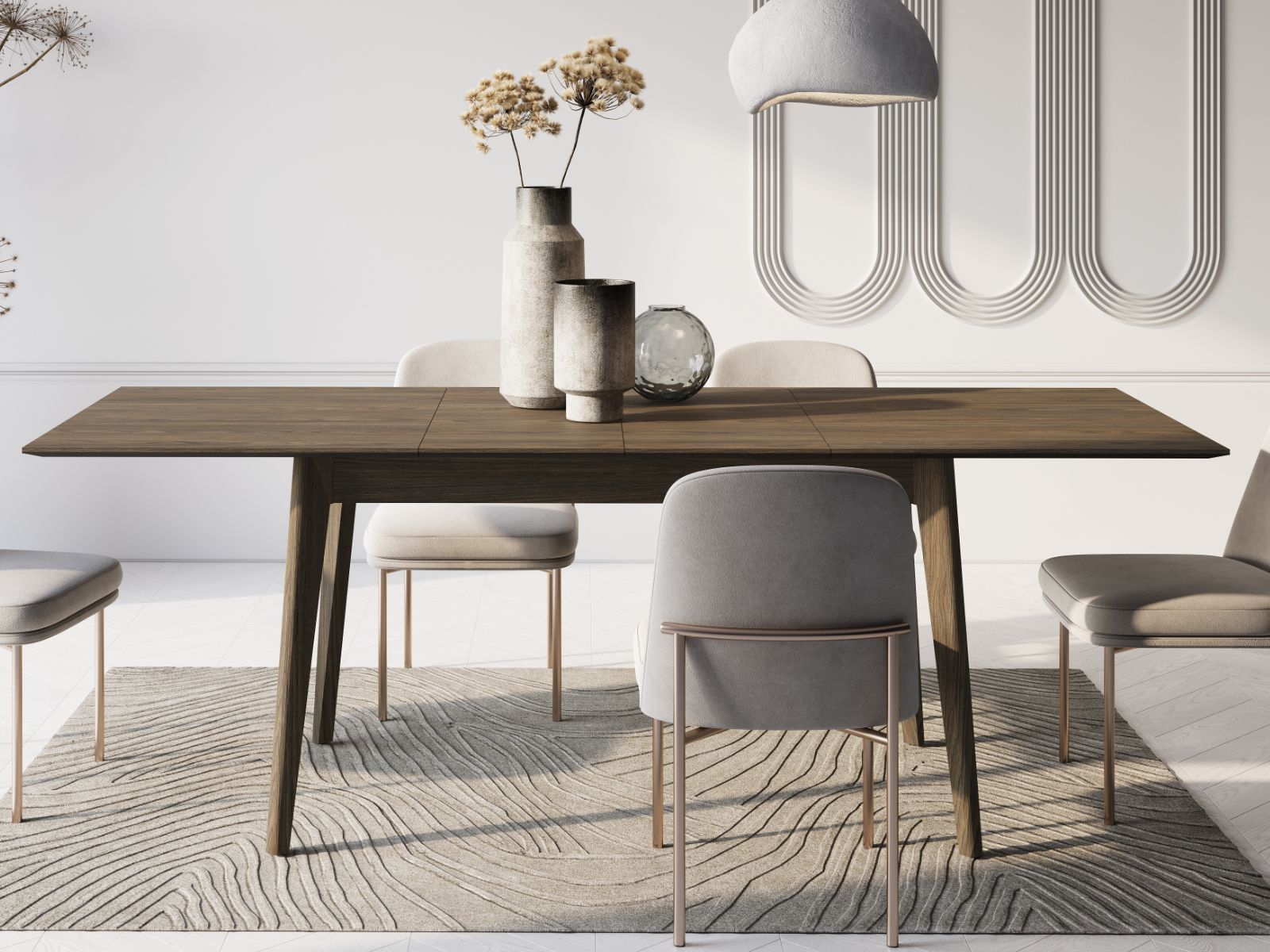 Verlengbare eettafel PLOTY 145>220 cm donkere eik