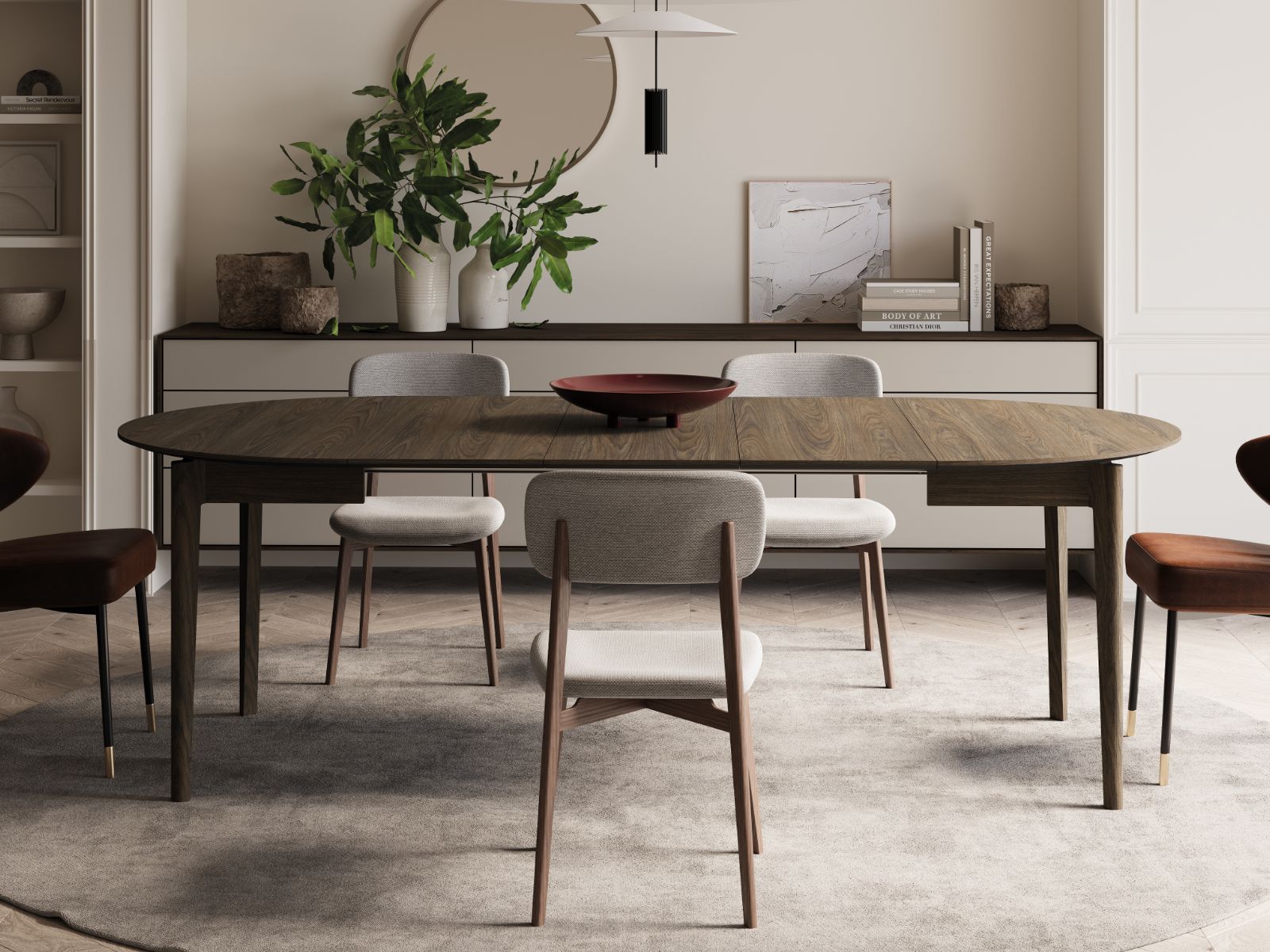 Verlengbare eettafel PLOTY 120>240 cm donkere eik