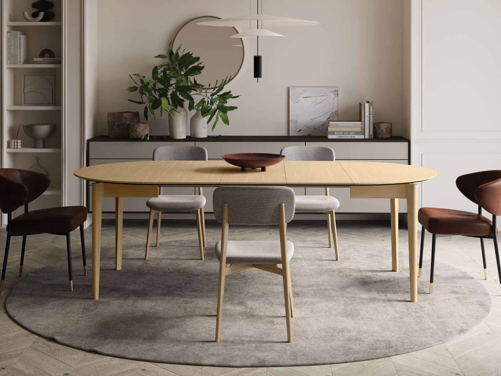 Verlengbare eettafel PLOTY 120>240 cm lichte eik