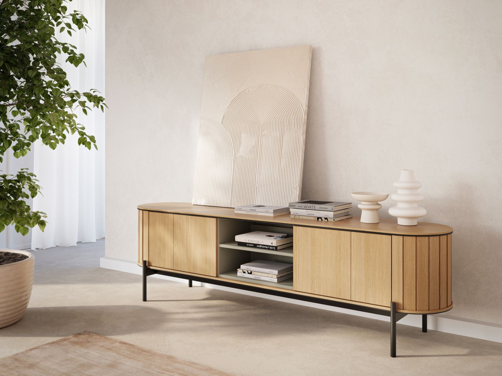 Tv-meubel ROTARIO 2 deuren 200 cm vincenza eik